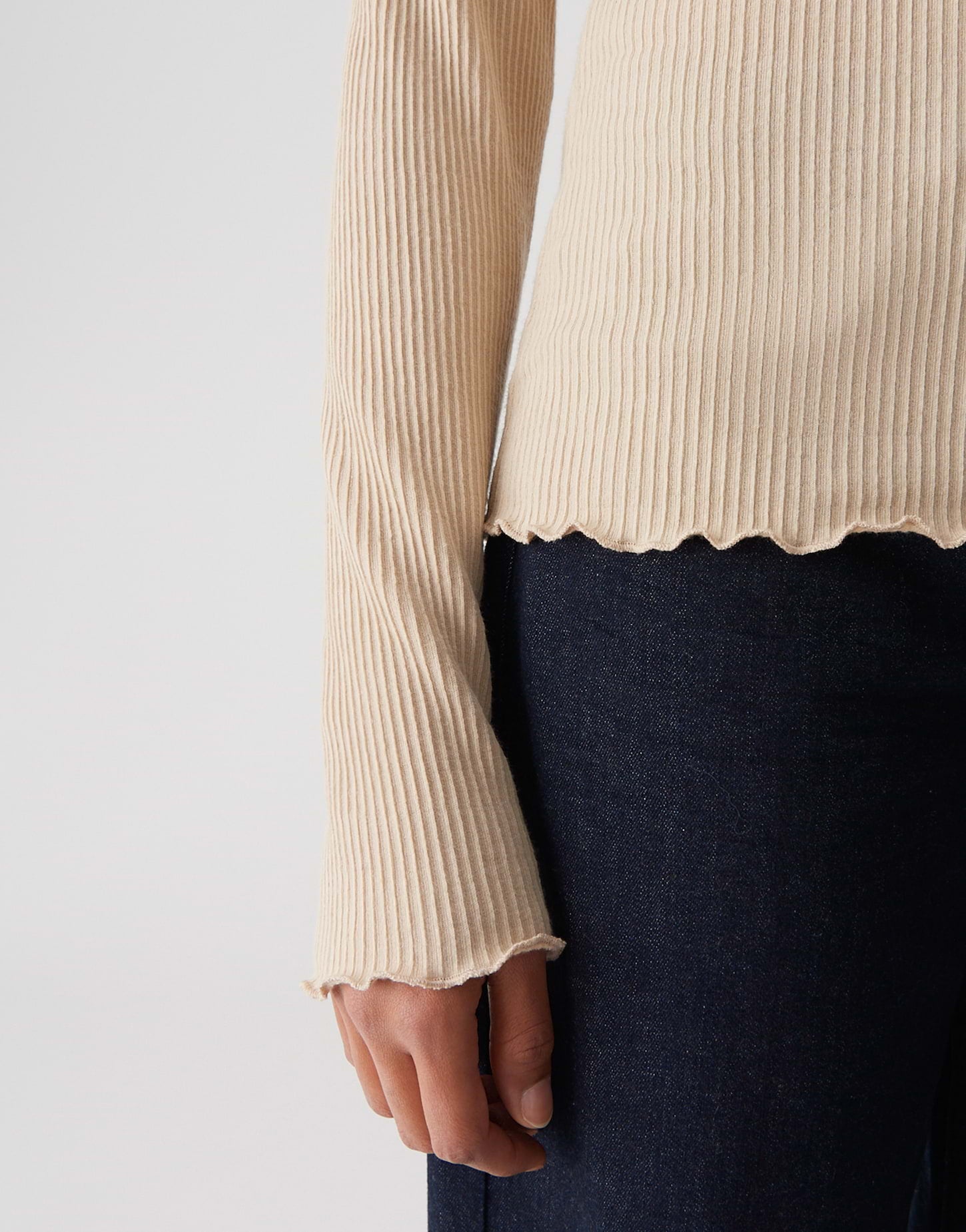 OPUS Damen Langarm Funnel Neck Shirt schmale Passform