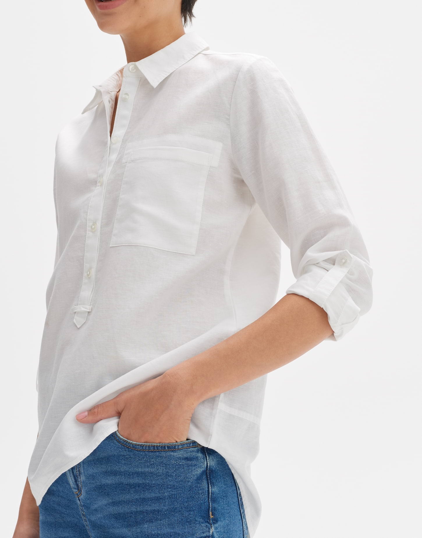 OPUS Leinen-Baumwollbluse Damen Leicht & Pflegeleicht