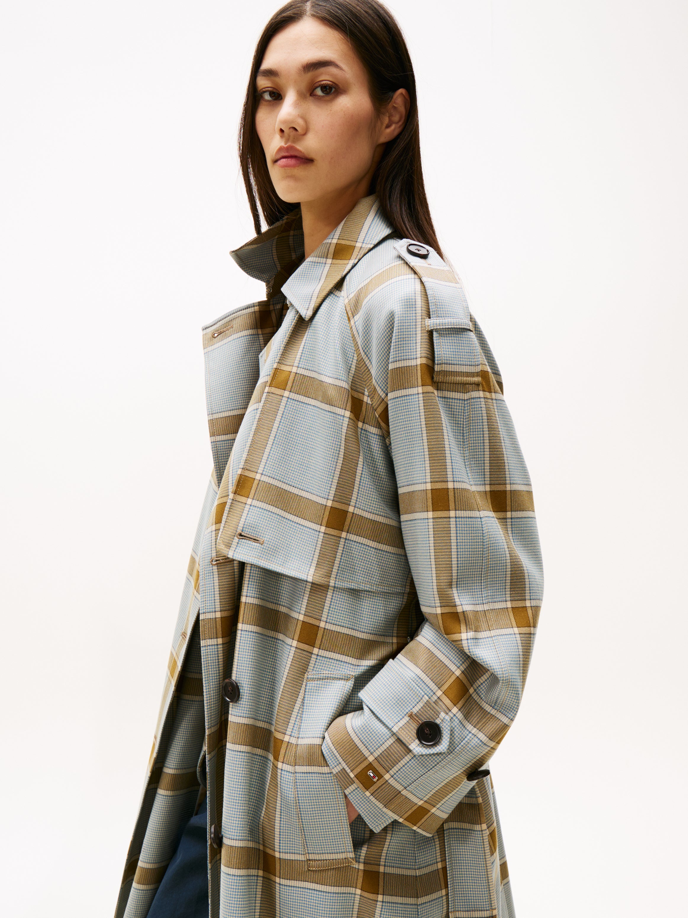 LIGHT WOOL CHECK RLX TRENCH