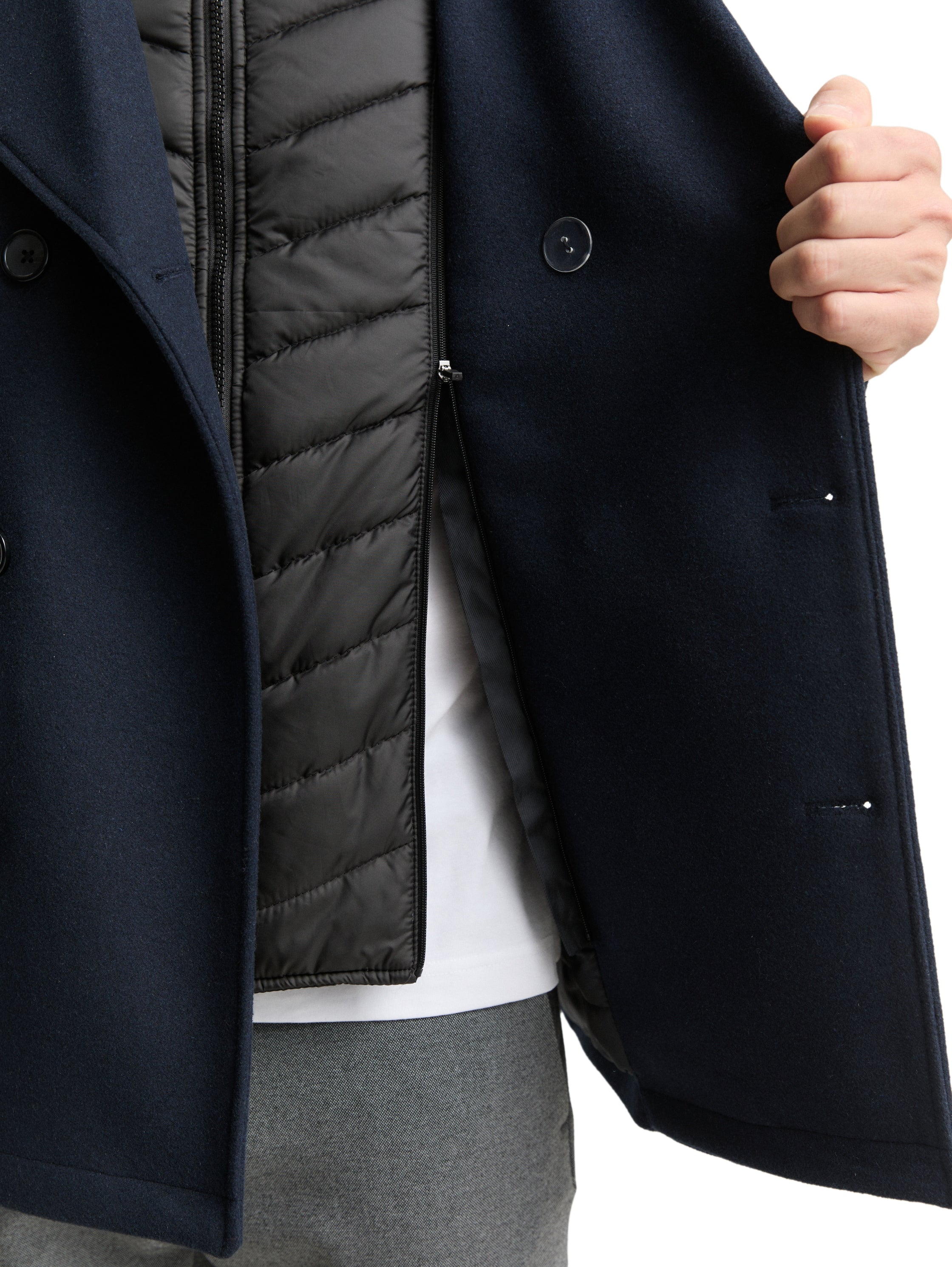 2-in-1 Wolljacke mit abnehmbarer Innenjacke