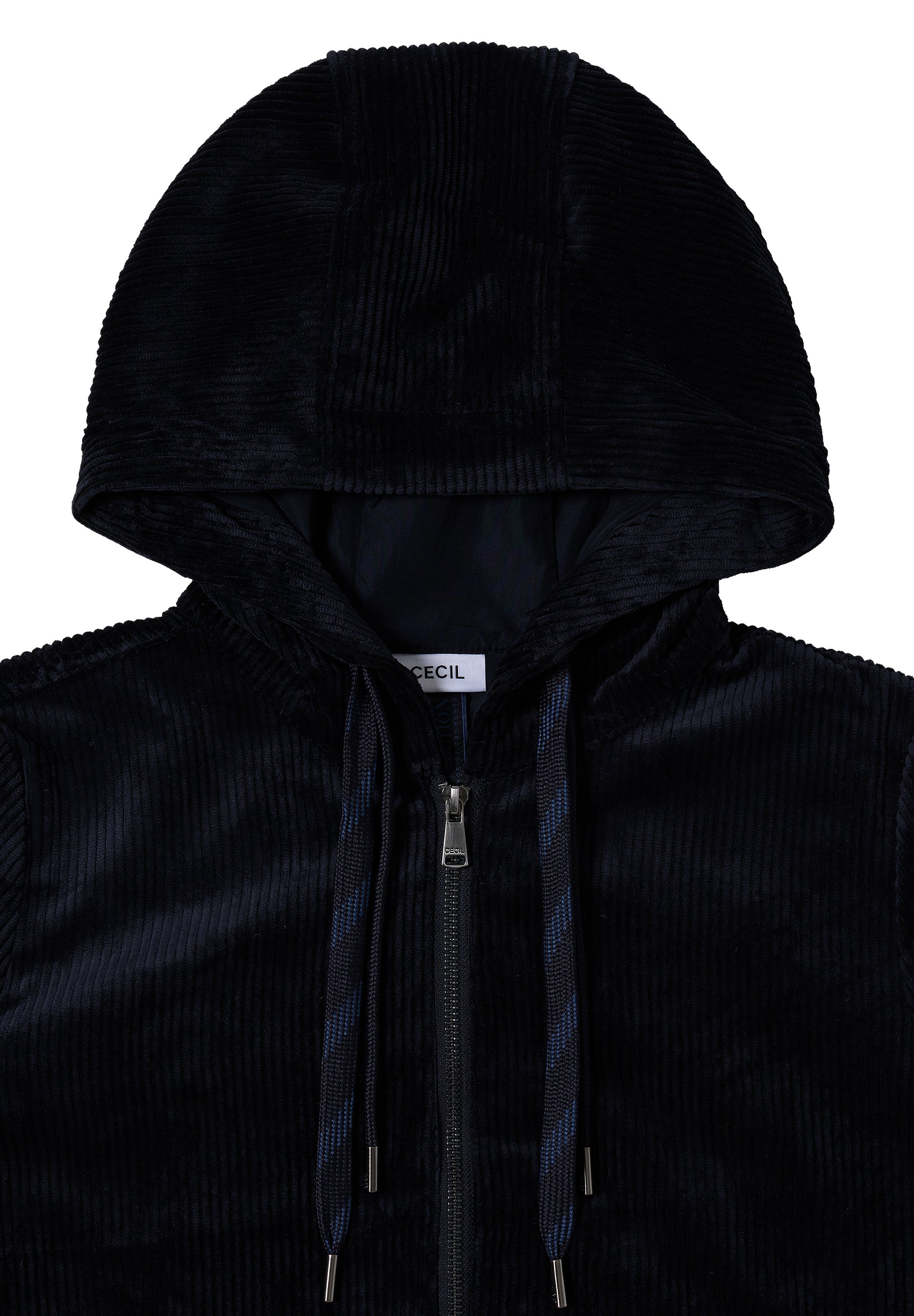 Cordjacke mit Kapuze
