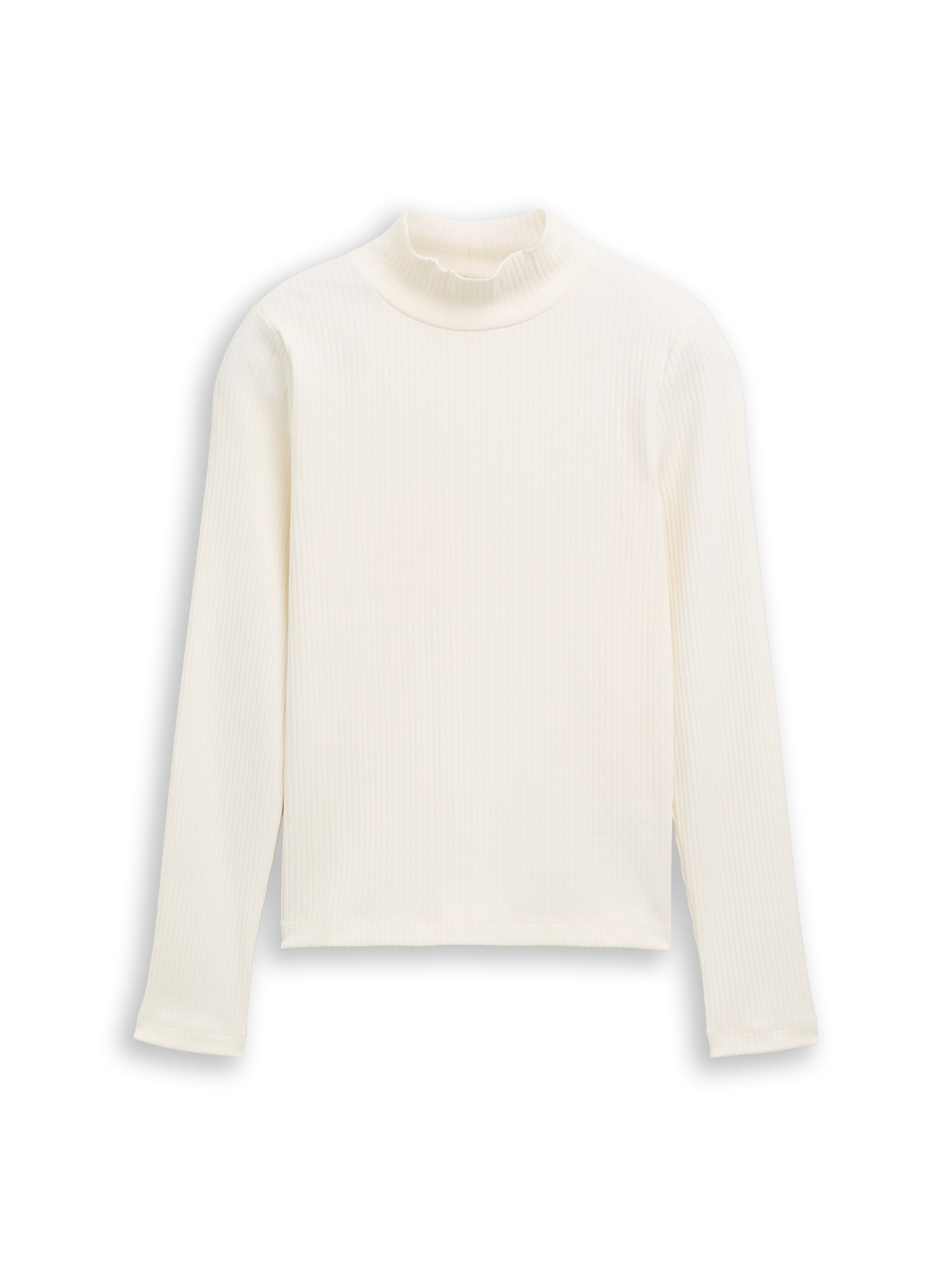 Ripp Langarmshirt mit Stehkragen
