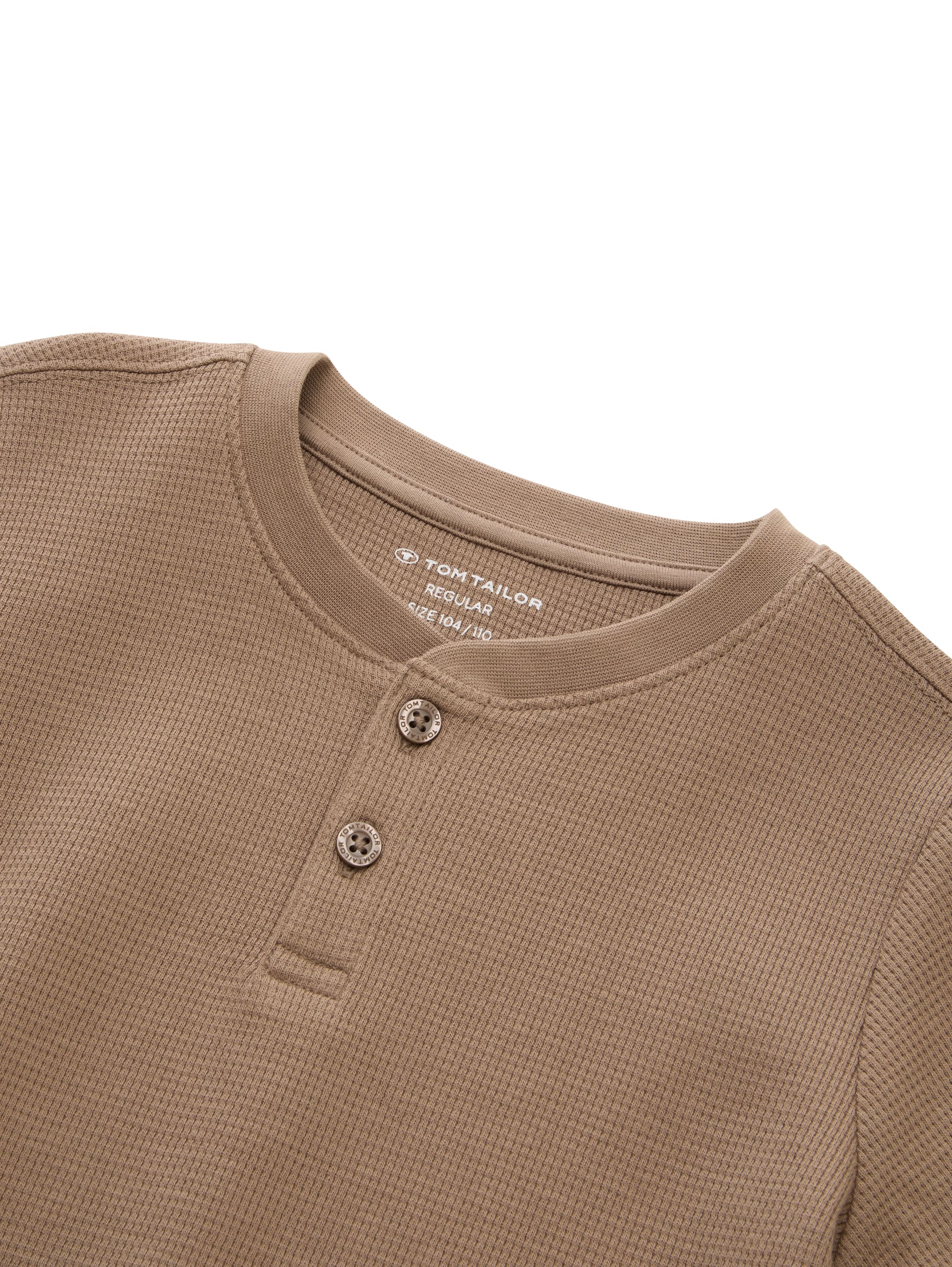 Henley Langarmshirt mit Waffelstruktur