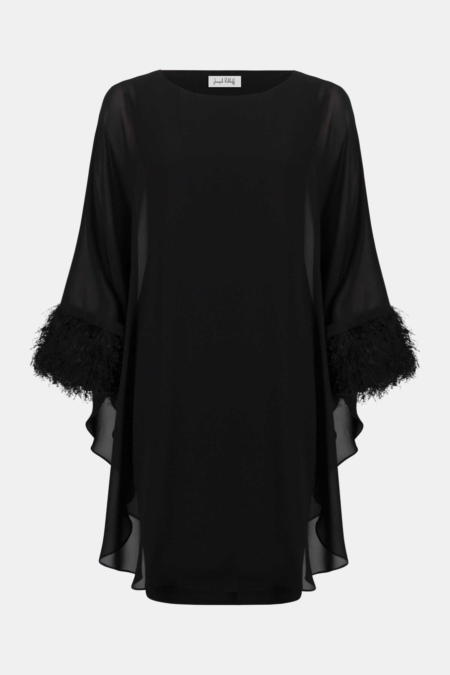 Lagenkleid aus Jersey und Chiffon mit Fransen