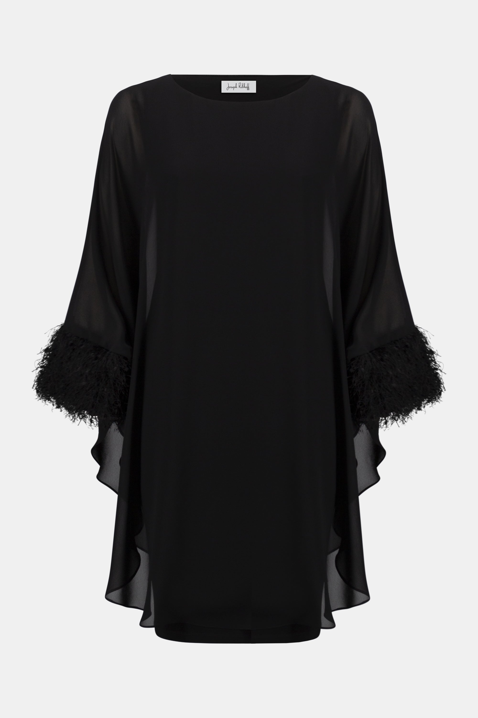 Lagenkleid aus Jersey und Chiffon mit Fransen