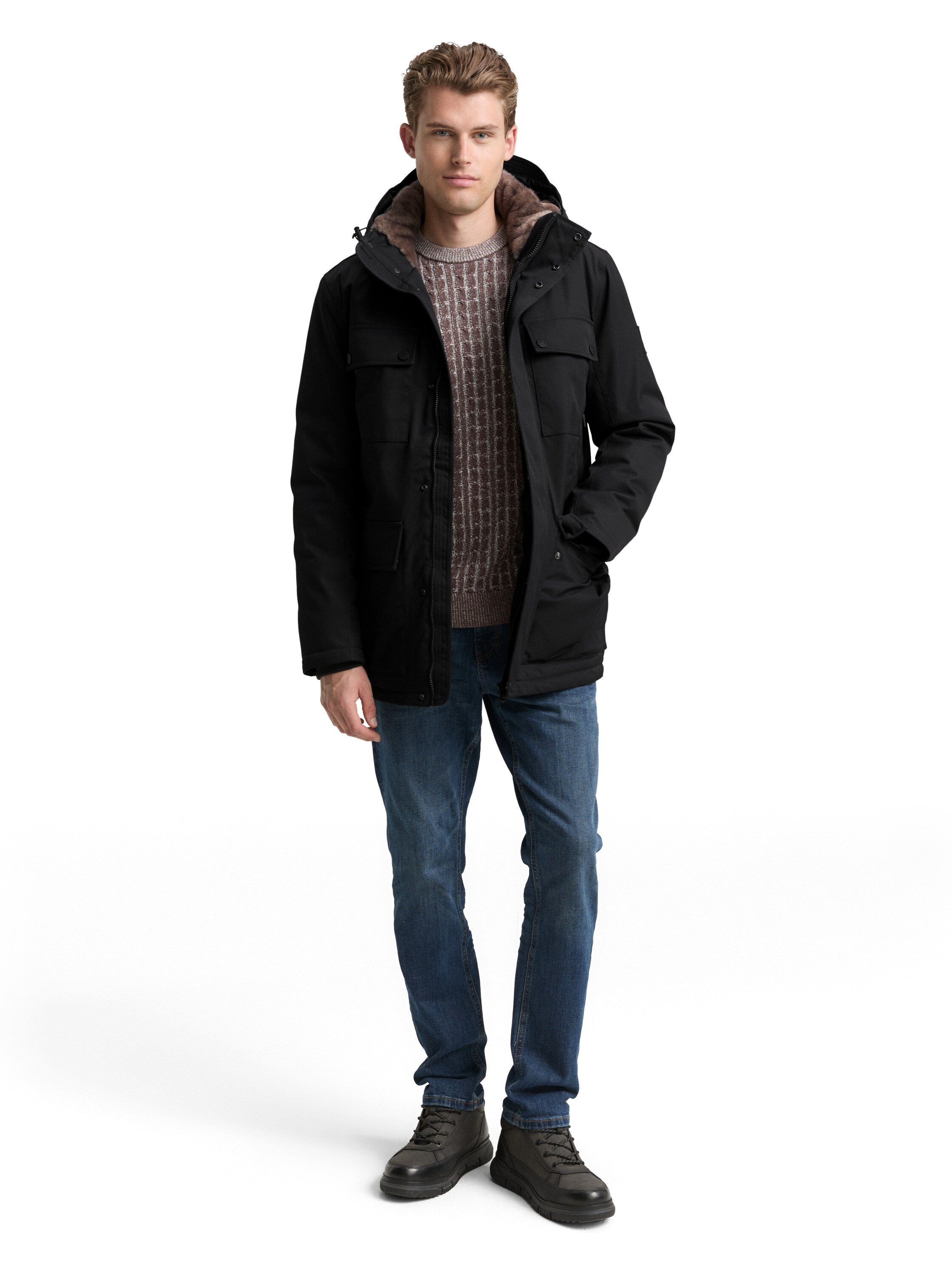 Übergangsjacke mit aufgesetzten Taschen
