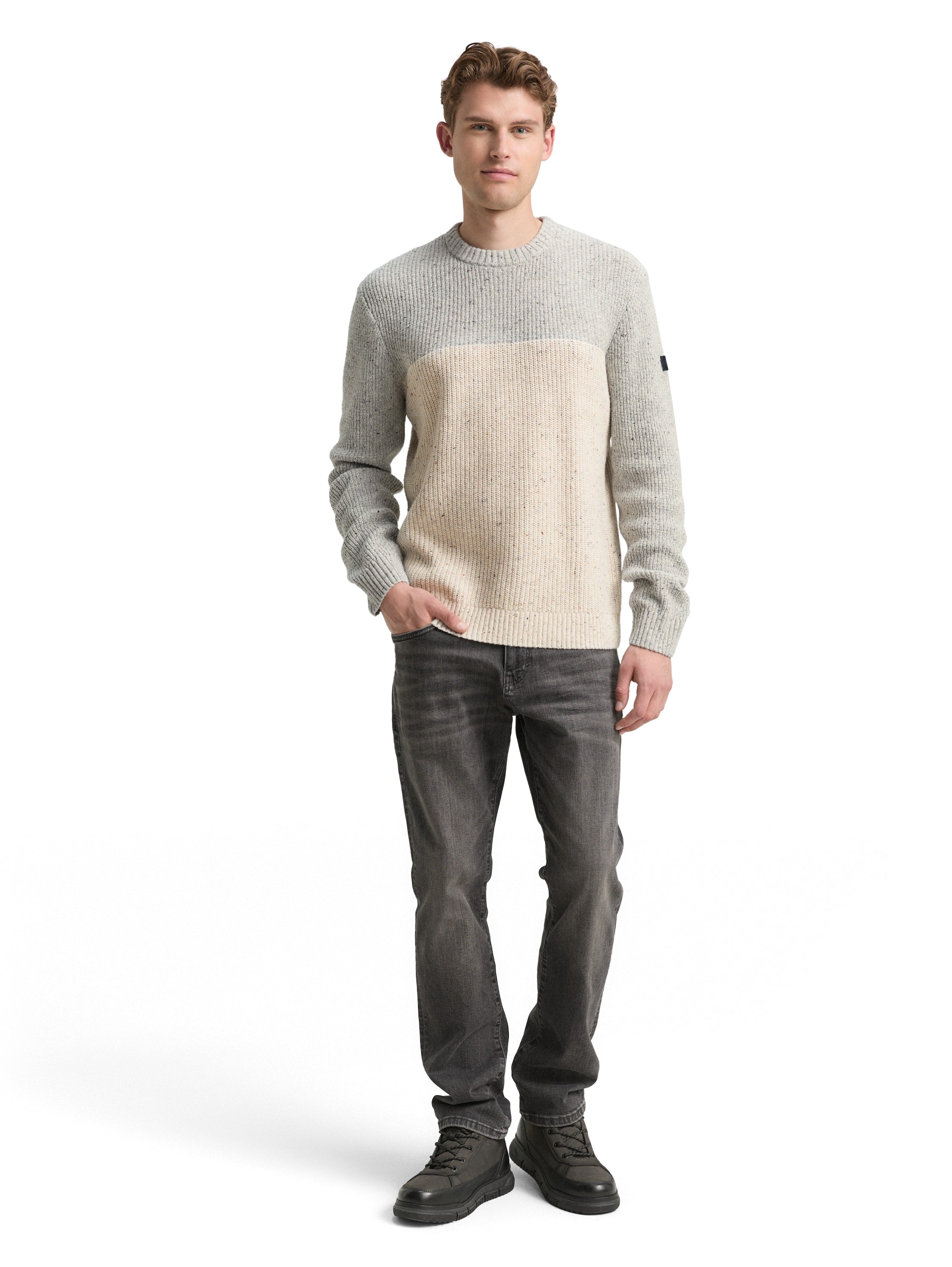 Strickpullover mit Strukturmix