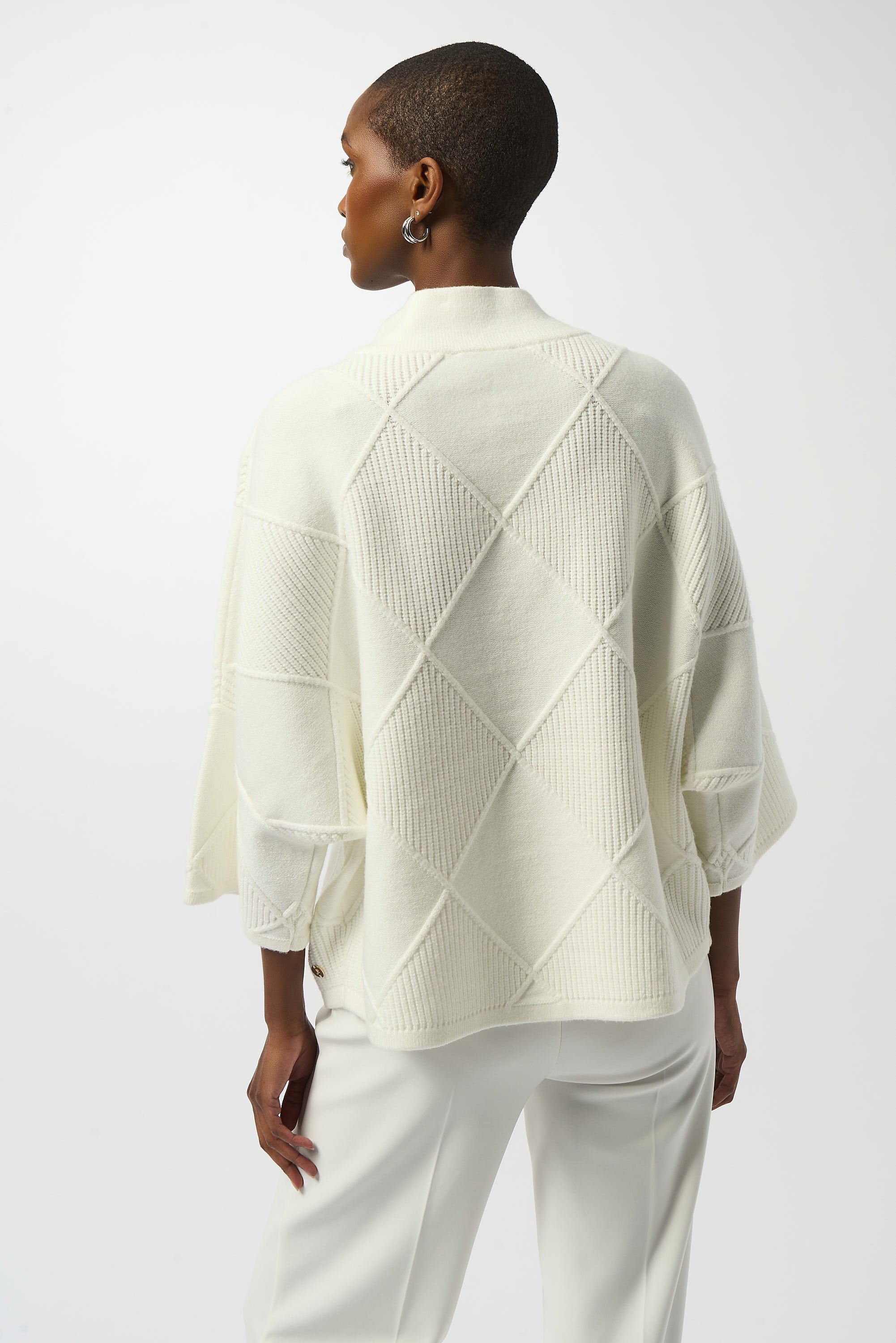 Strukturierte Strickpullover mit Stehkragen