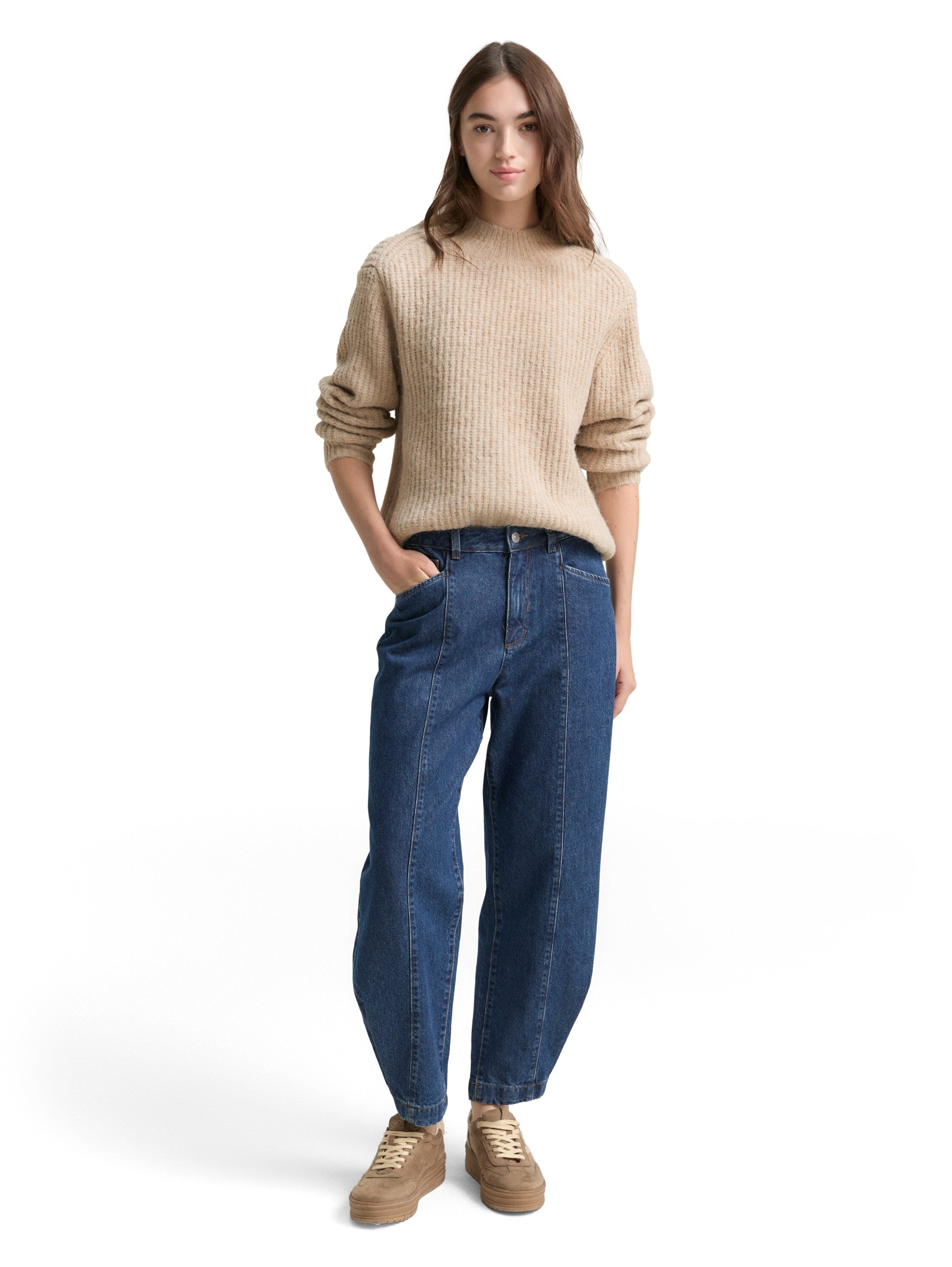 Relaxed Fit Strickpullover mit Stehkragen