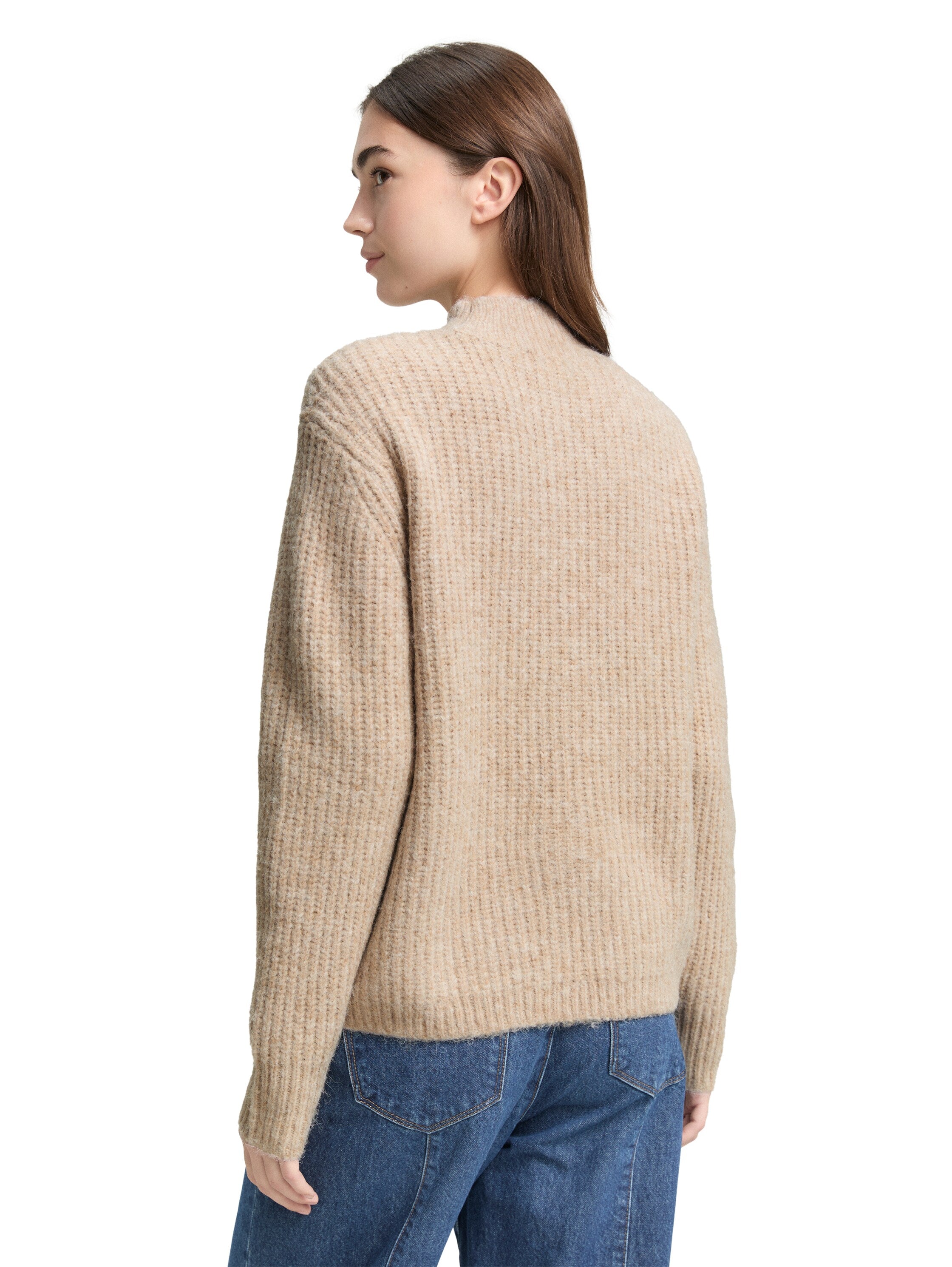 Relaxed Fit Strickpullover mit Stehkragen