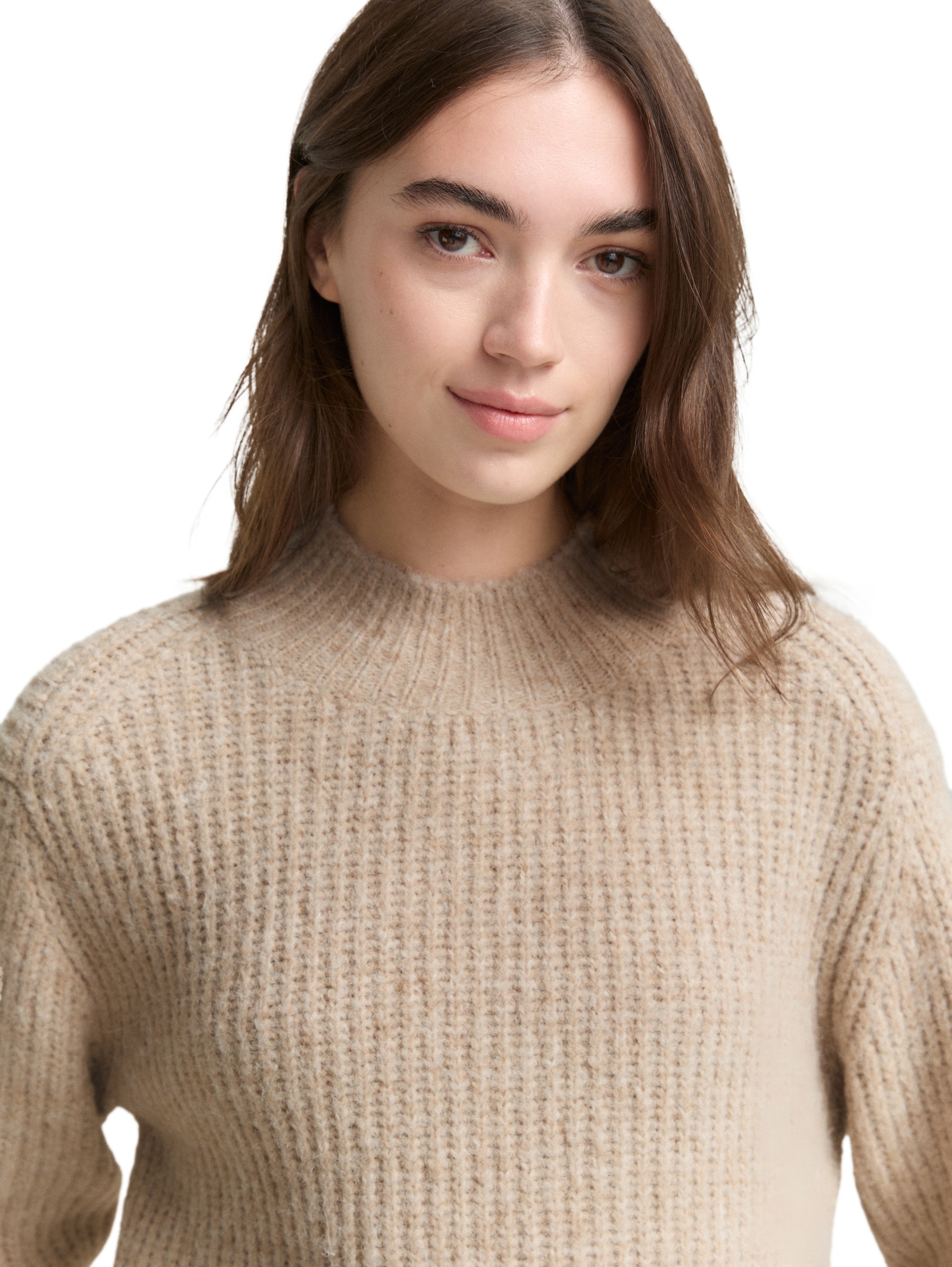 Relaxed Fit Strickpullover mit Stehkragen