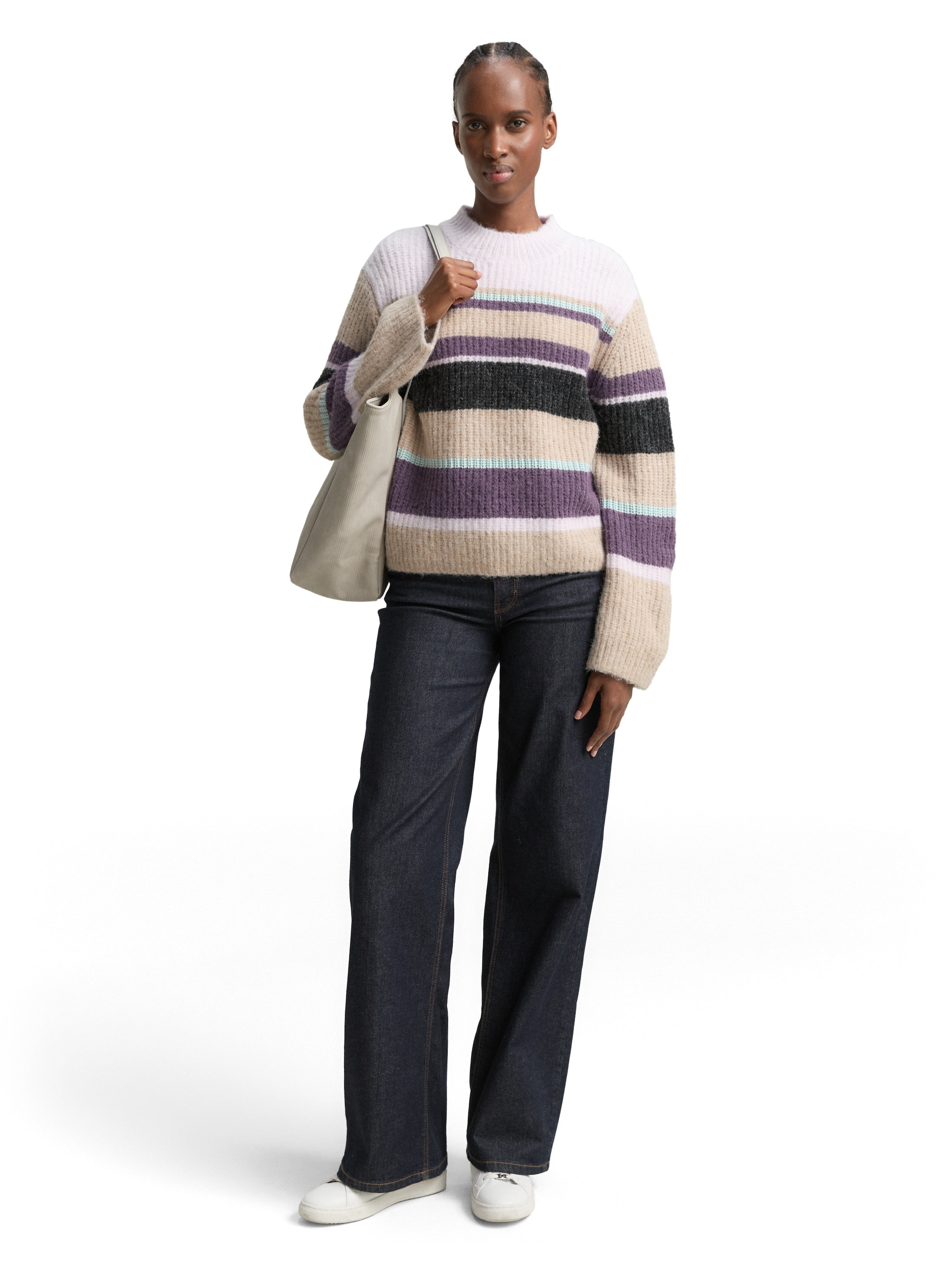 Relaxed Fit Strickpullover mit Streifenmuster