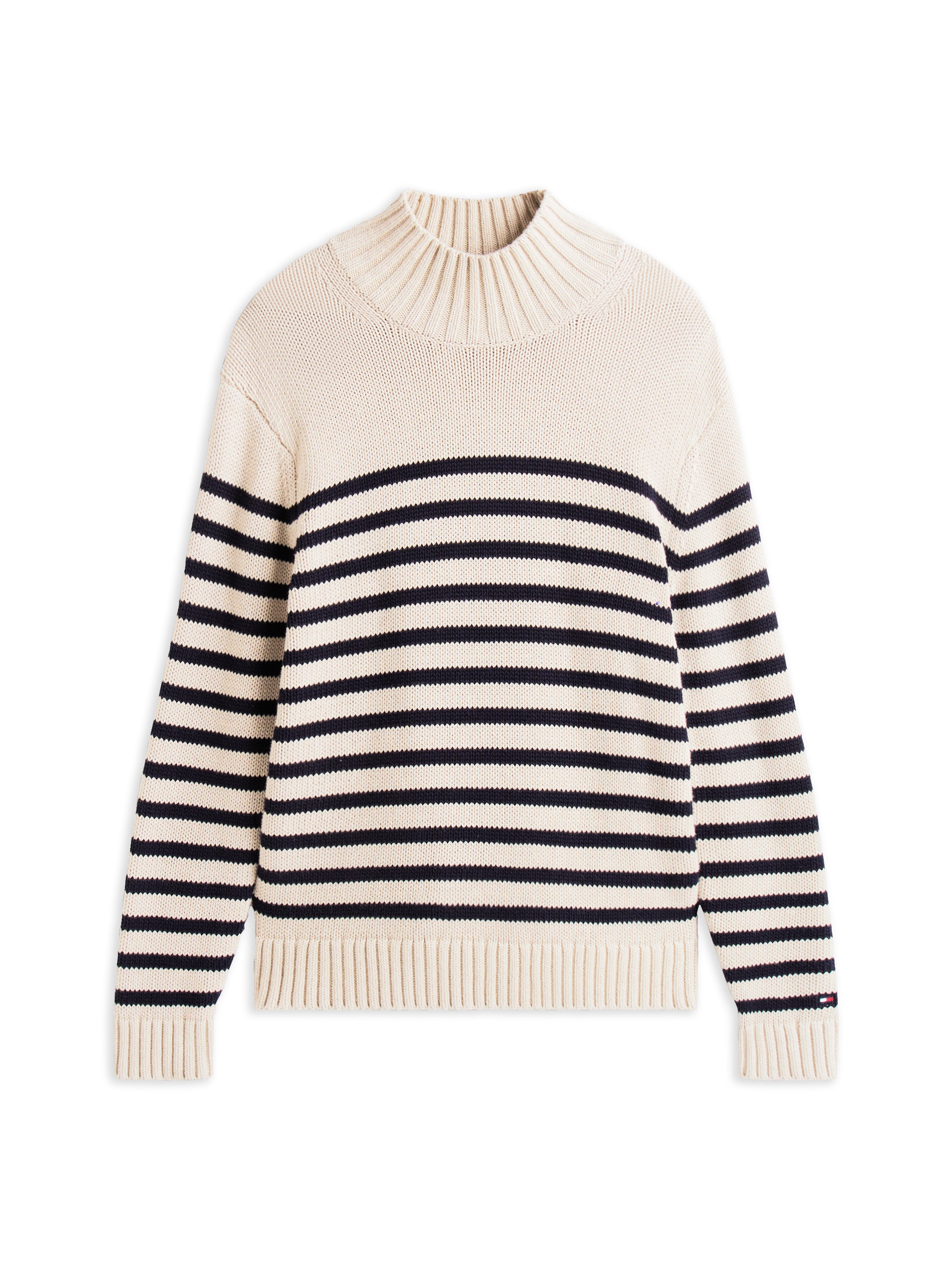 BRETON COTTON STRIPE MOCK NECK
