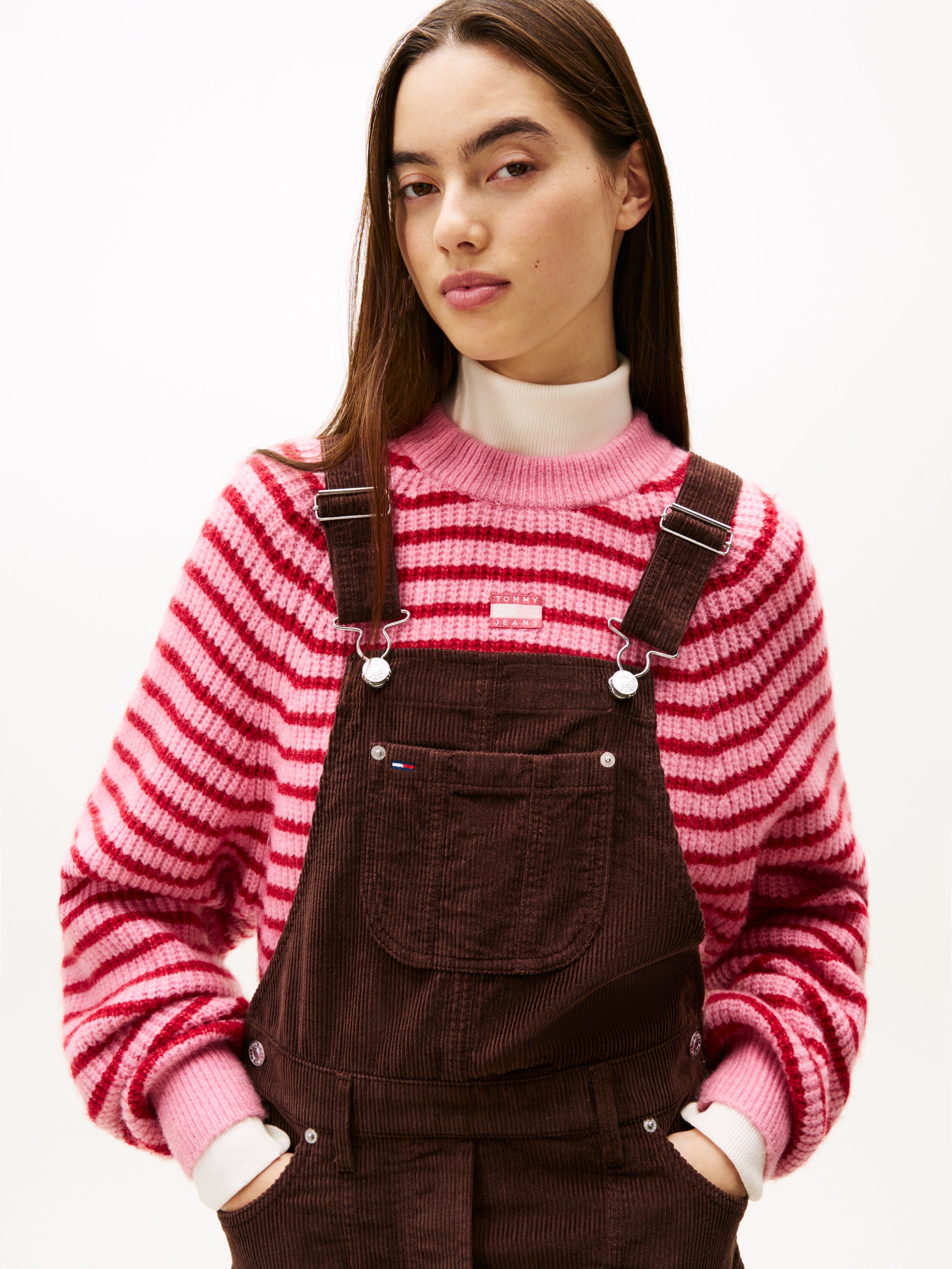 TJW SCRIPT CORD DUNGAREES DRESS