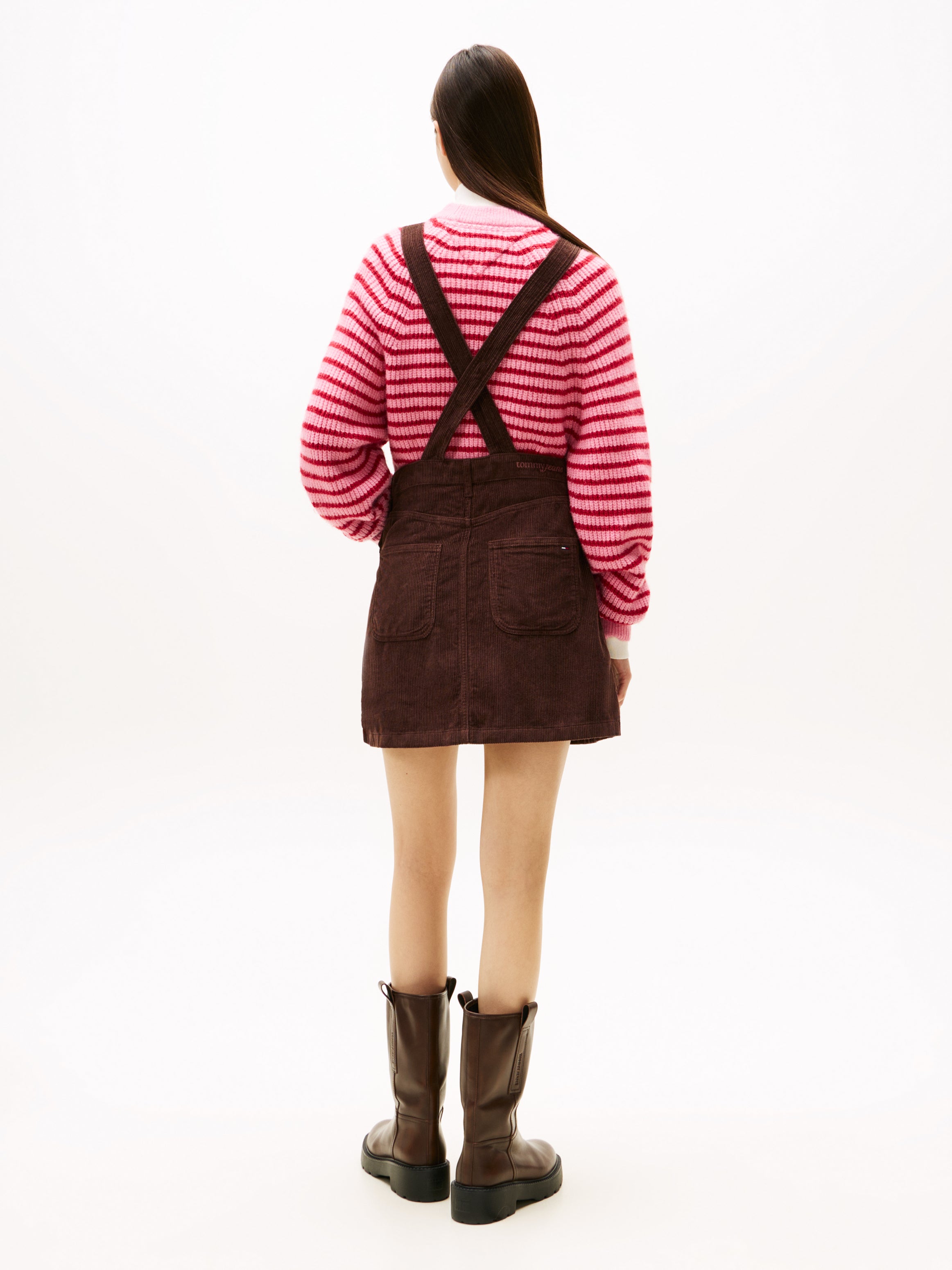 TJW SCRIPT CORD DUNGAREES DRESS