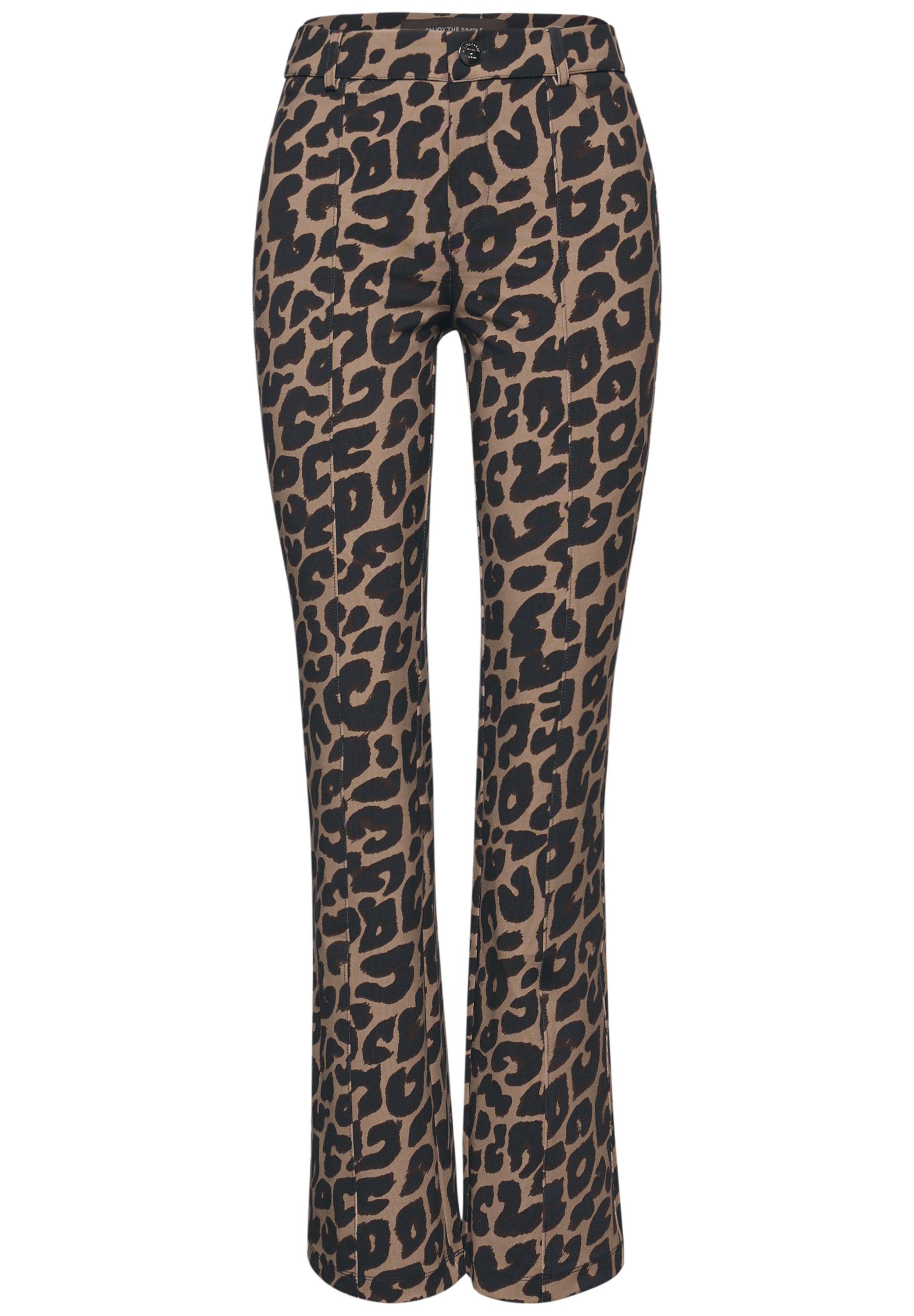 Street One Damen Hose York Leo-Muster High Waist Bootcut Slim Fit
