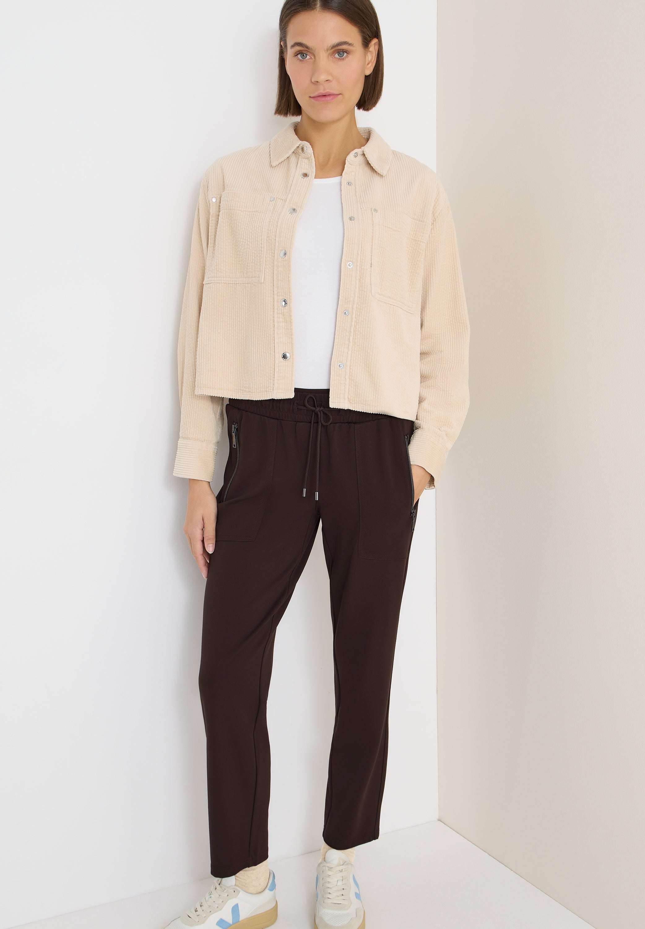 CECIL Damen Hose Tracey Mid Waist Slim Legs Zipper-Taschen