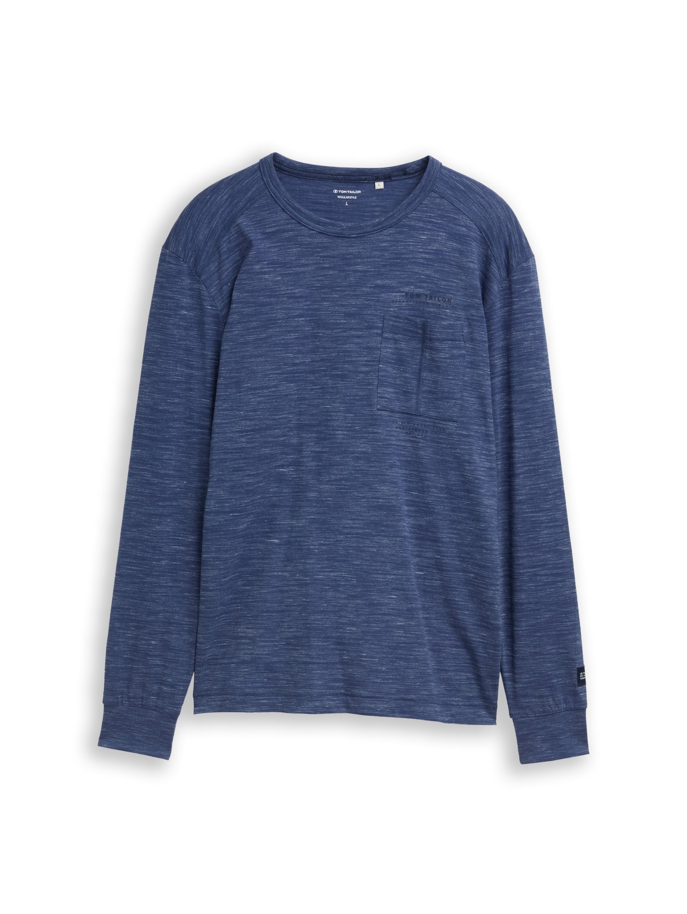 Tom Tailor Denim Herren Longsleeve mit Brusttasche Logo-Print Single-Jersey