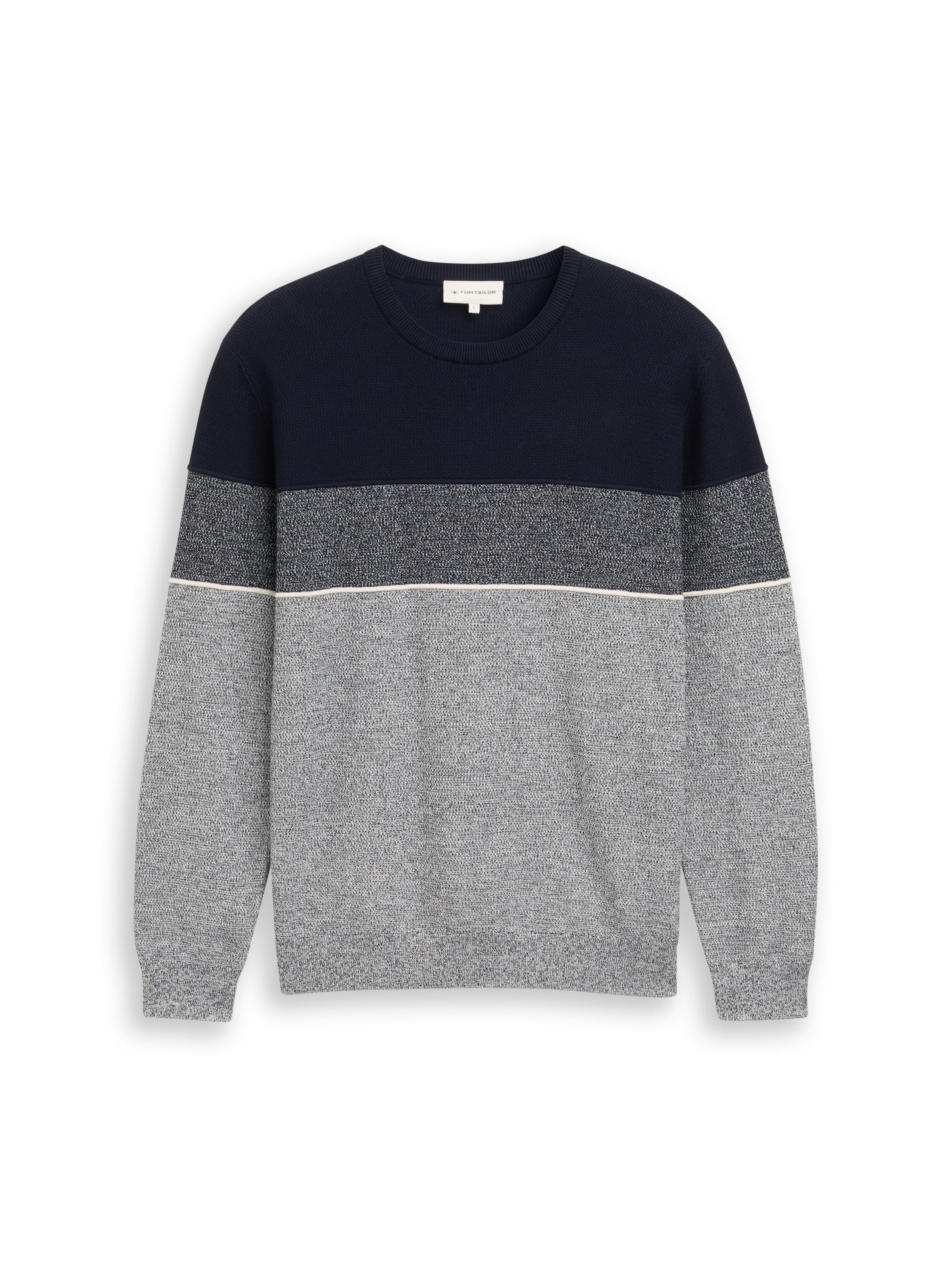 Tom Tailor Denim Herren Pullover Rundhalsausschnitt Colour Blocking Baumwolle