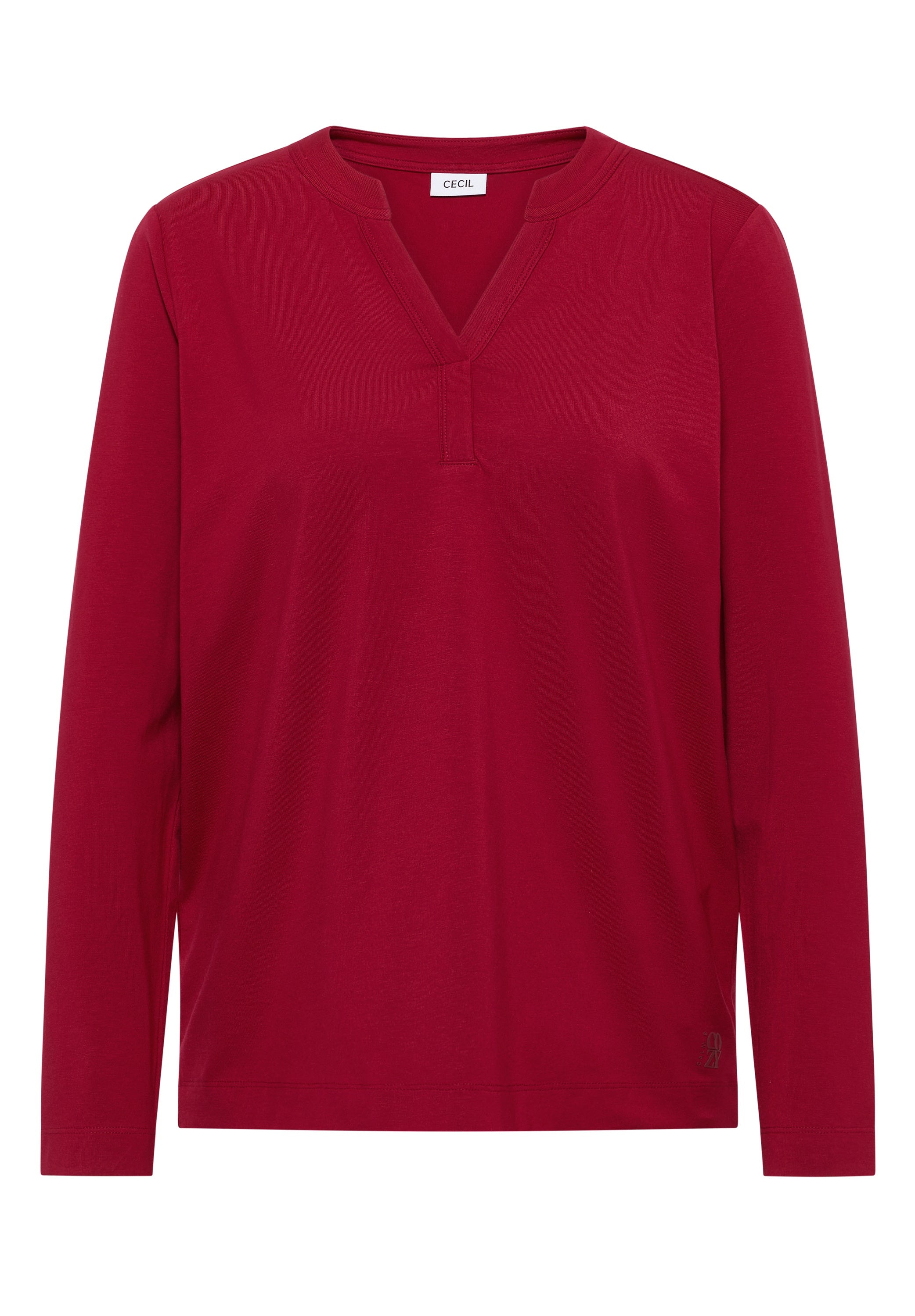 CECIL Damen Tunika-Shirt Split Neck Langarm Baumwoll-Modal