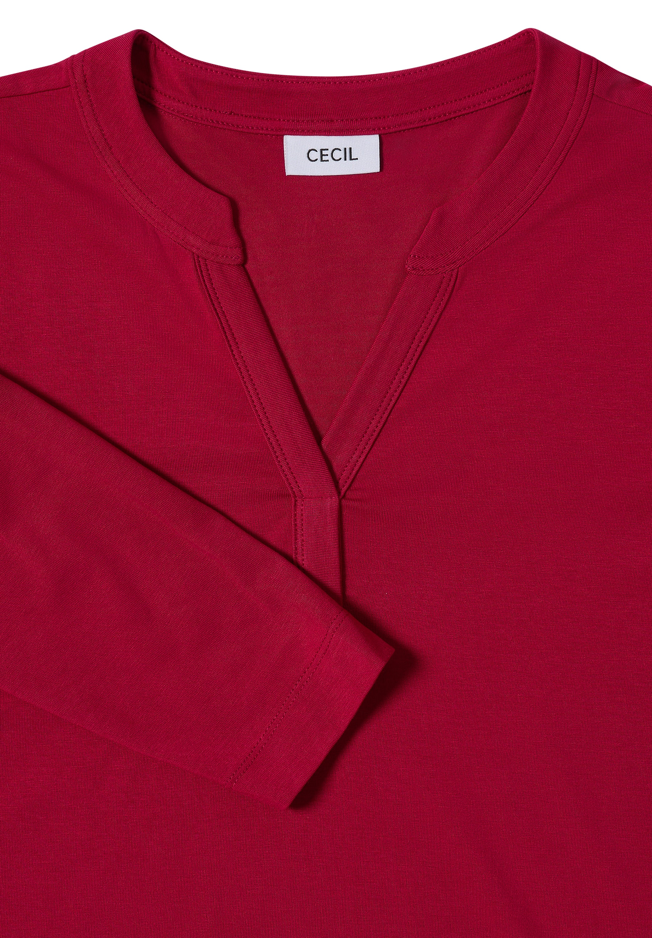 CECIL Damen Tunika-Shirt Split Neck Langarm Baumwoll-Modal