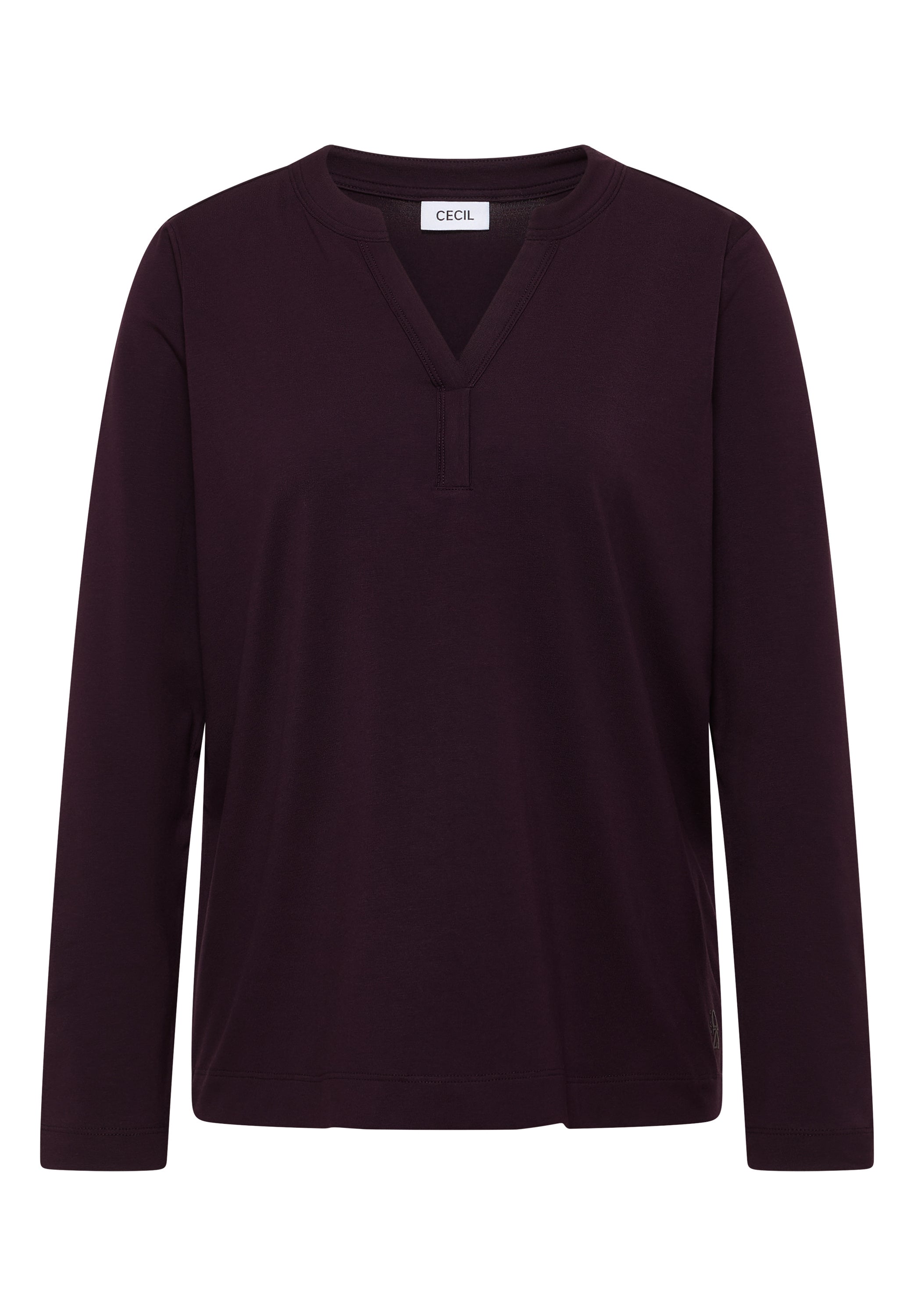 CECIL Damen Tunika-Shirt Split Neck Langarm Baumwoll-Modal