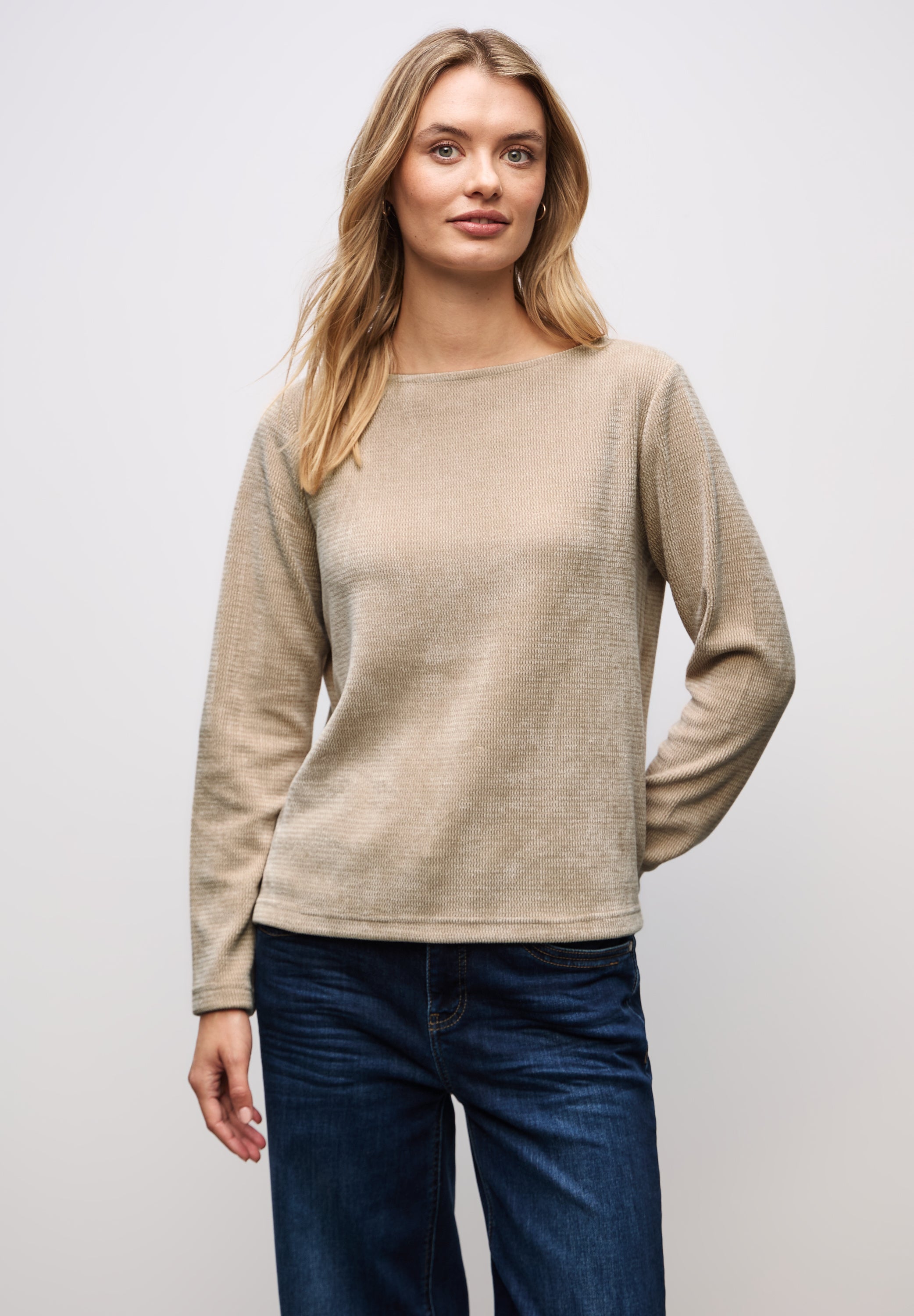 Street One Damen Langarmshirt U-Boot-Ausschnitt Weich