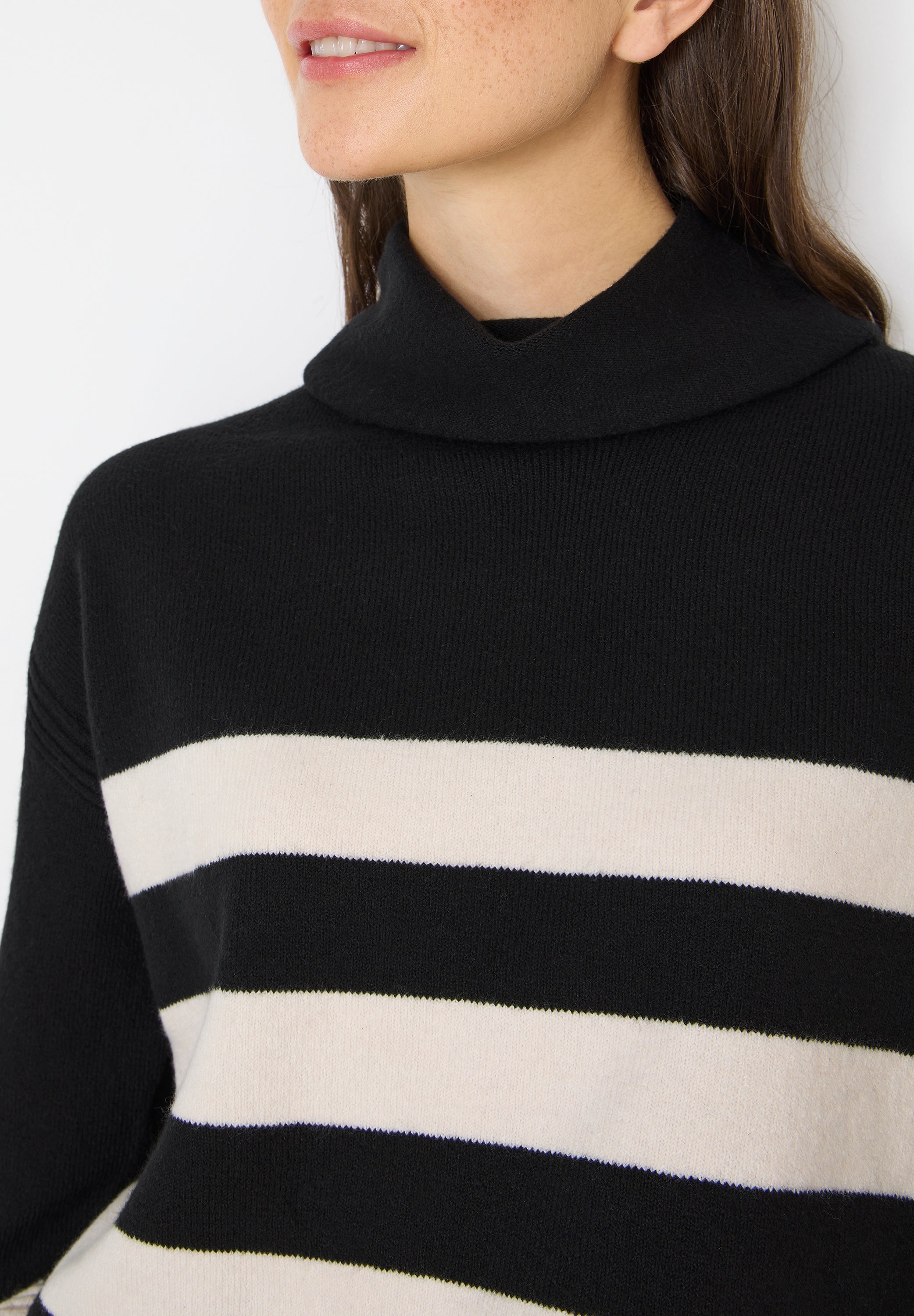 CECIL Damen Rollkragenpullover Streifenmuster Kuschelig Langarm