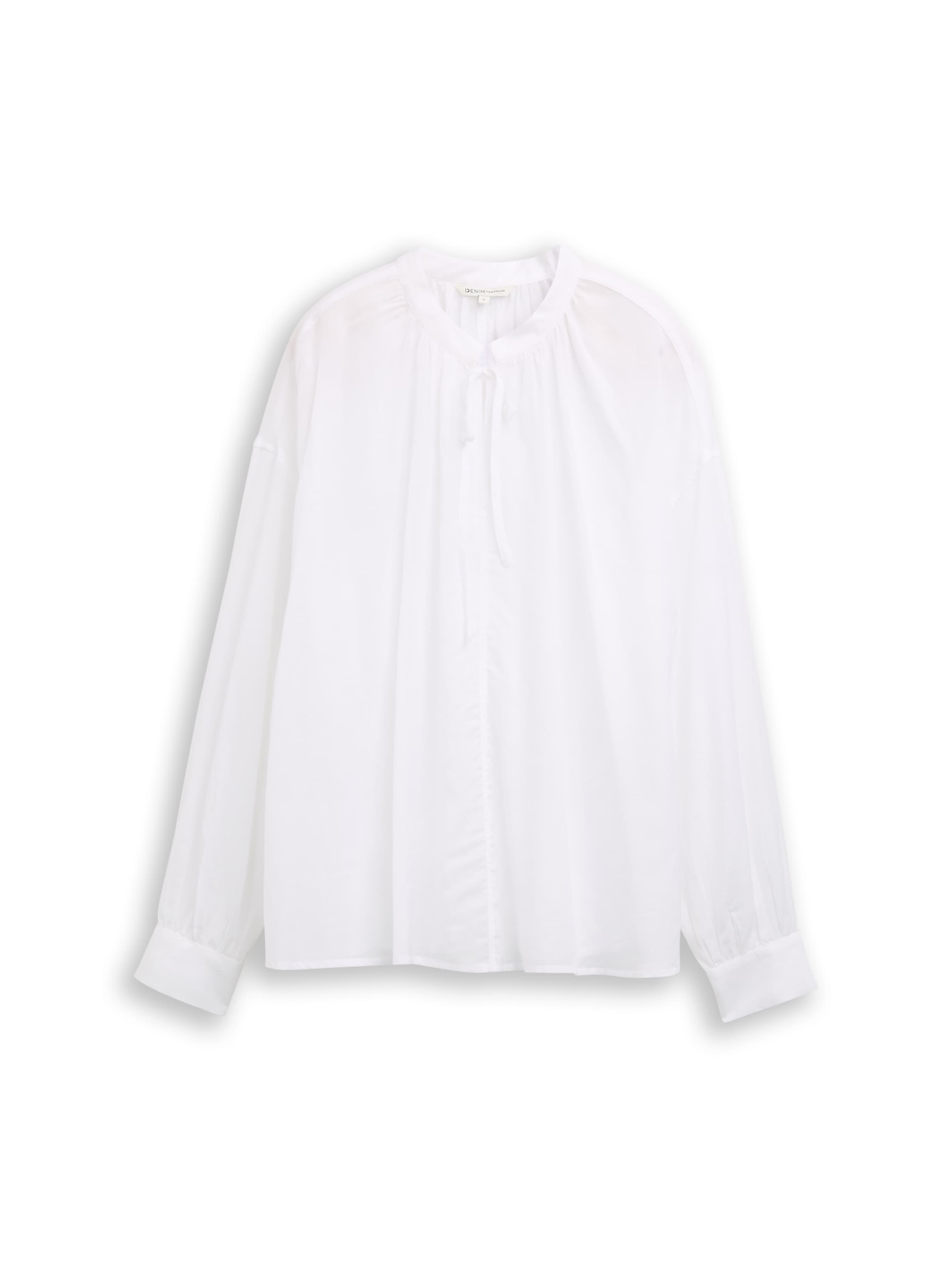 Tom Tailor Denim Female Bluse mit Schleifen-Detail am Kragen Weite Passform