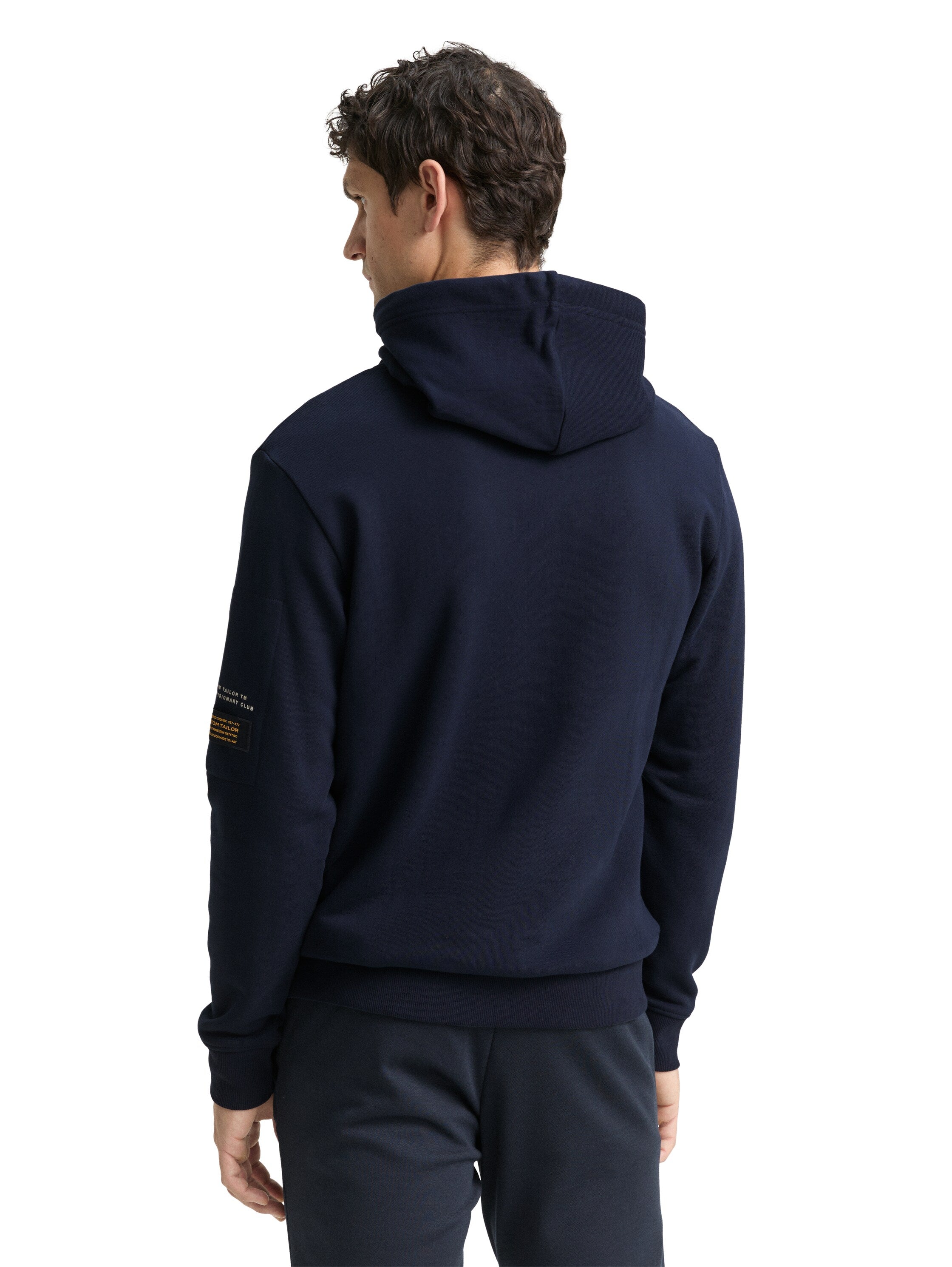 Tom Tailor Denim Male Erwachsene Hoodie Sweatshirt mit Kordelzug und Reißverschlusstasche