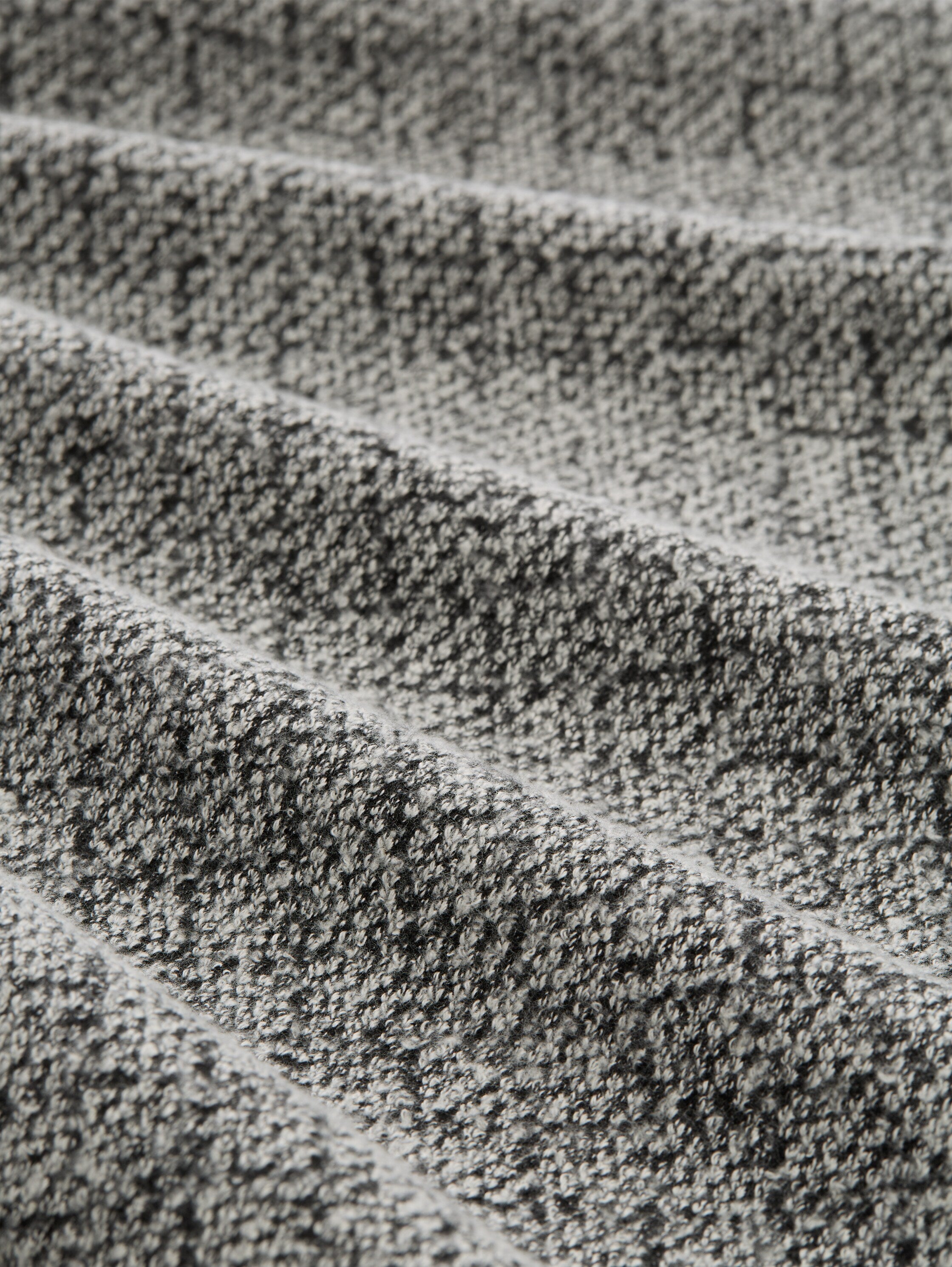 Strukturierte Sweatshirtjacke Damen Stehkragen Kordelzug Baumwoll-Mix