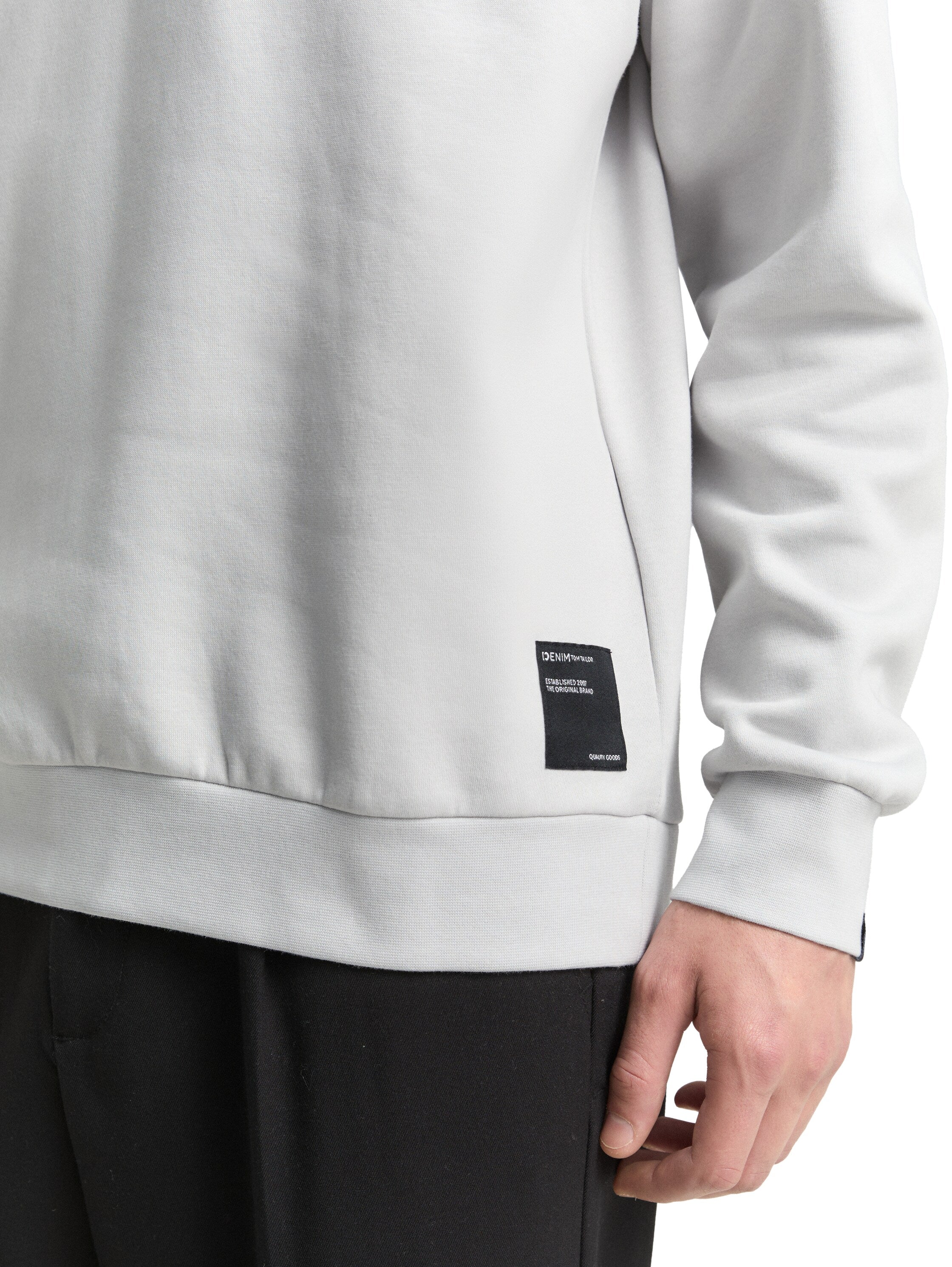 Tom Tailor Denim Herren Hoodie Sweatshirt mit Kordelzug und Logo-Badge