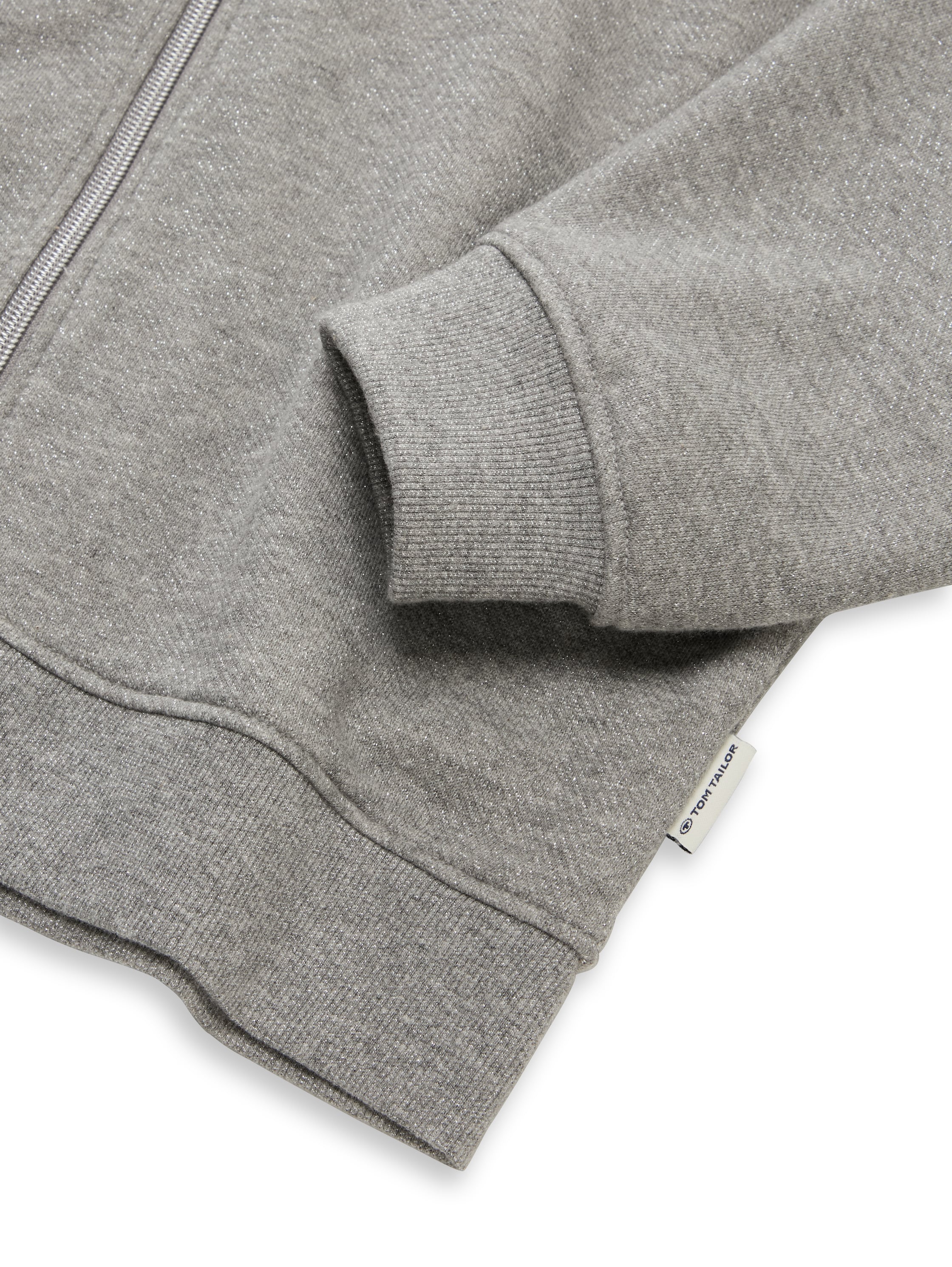 Melierte Hoodie Sweatshirtjacke Kinder Weiblich mit Glitzerfäden