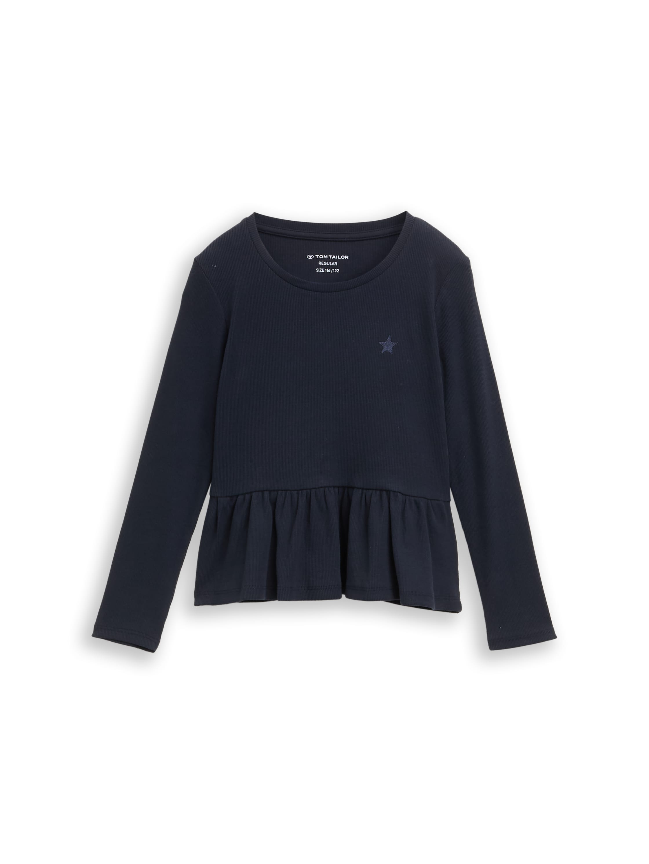 Tom Tailor Denim Kinder Longsleeve mit Volant am Saum und Sternen-Stickerei