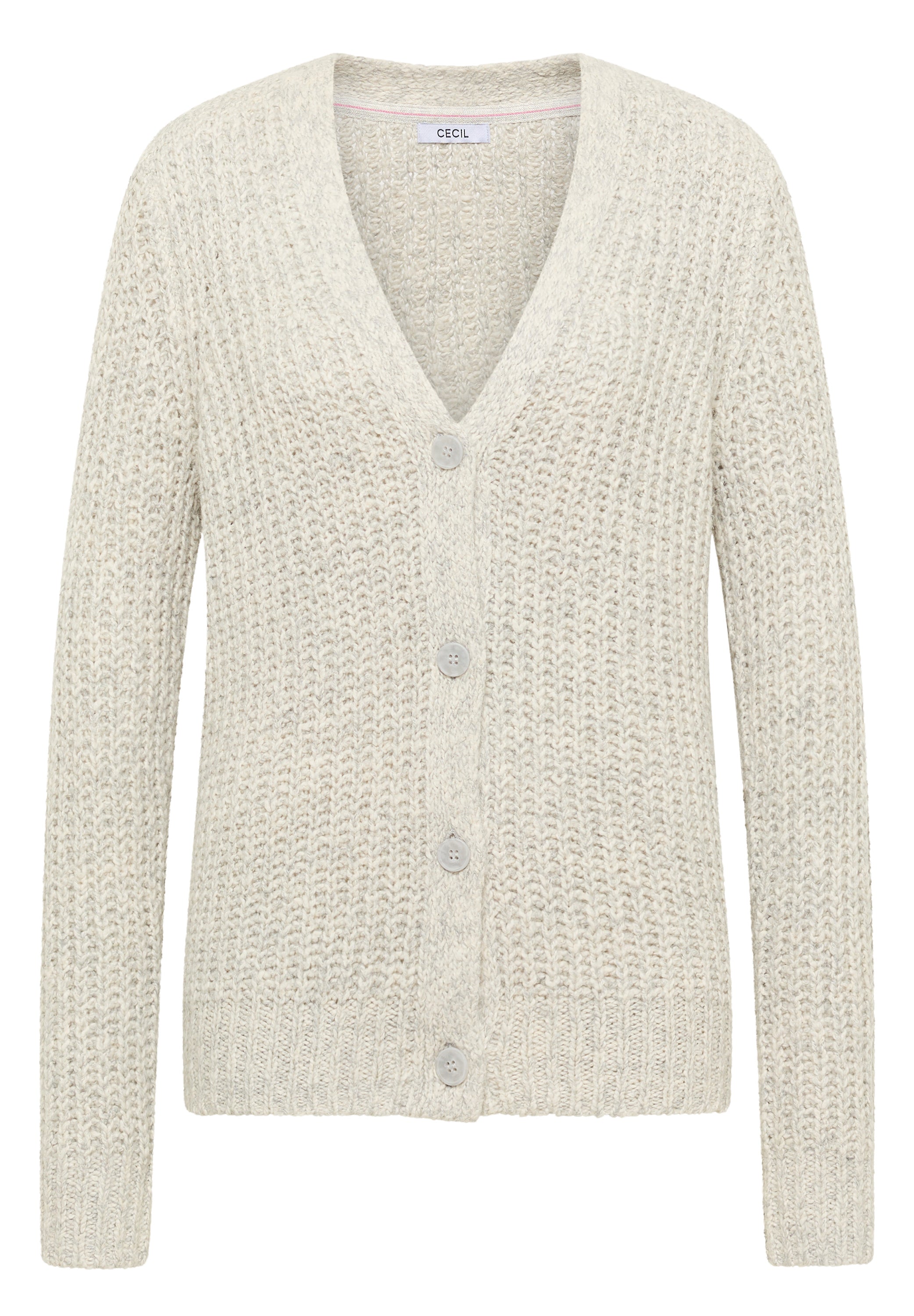 CECIL Damen Strickjacke Cardigan V-Ausschnitt Langarm Two Tone Optik Baumwollmix