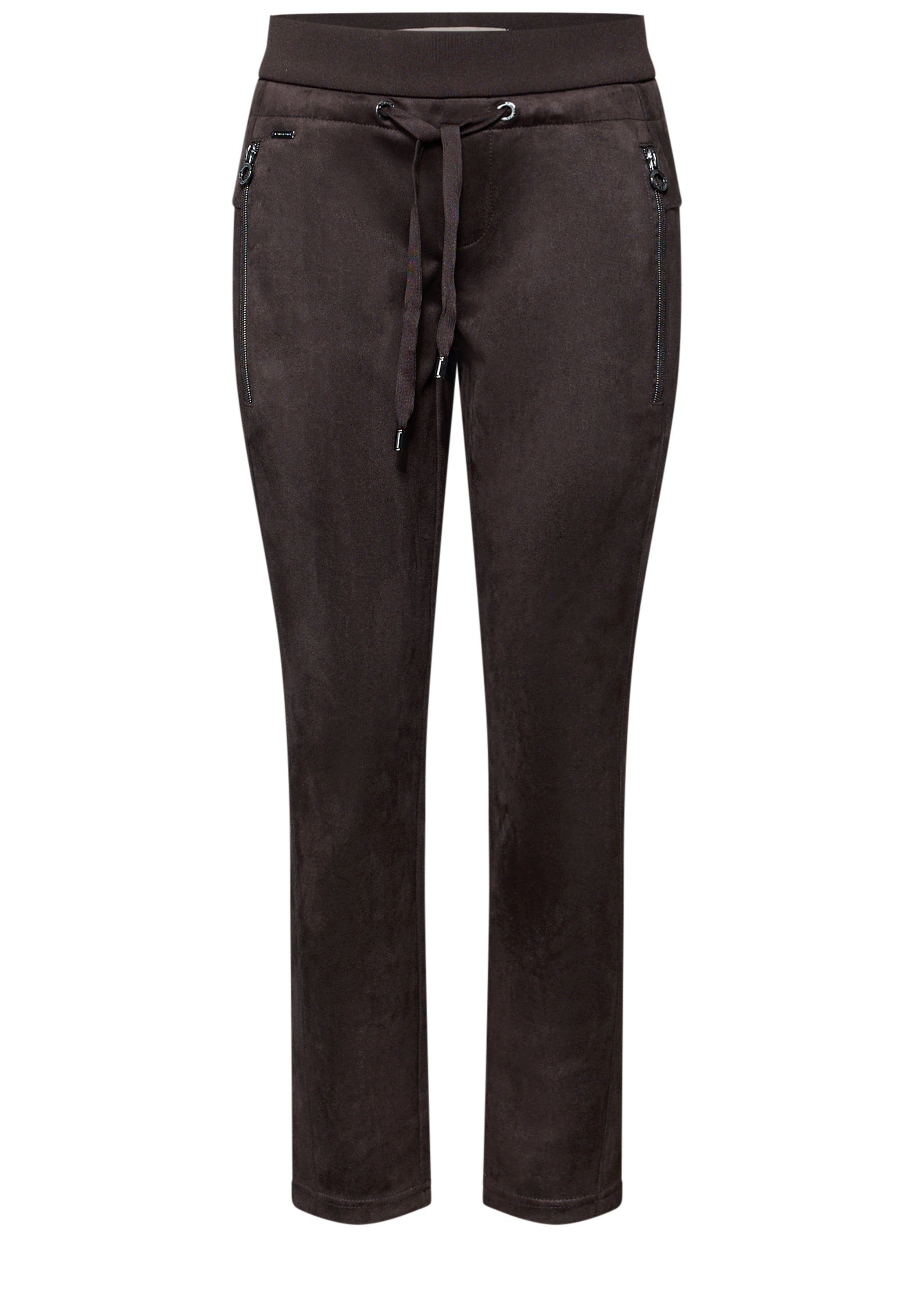 Street One Damen Hose Bonny Mid Waist Slim Legs Elastischer Bund Zipper-Taschen