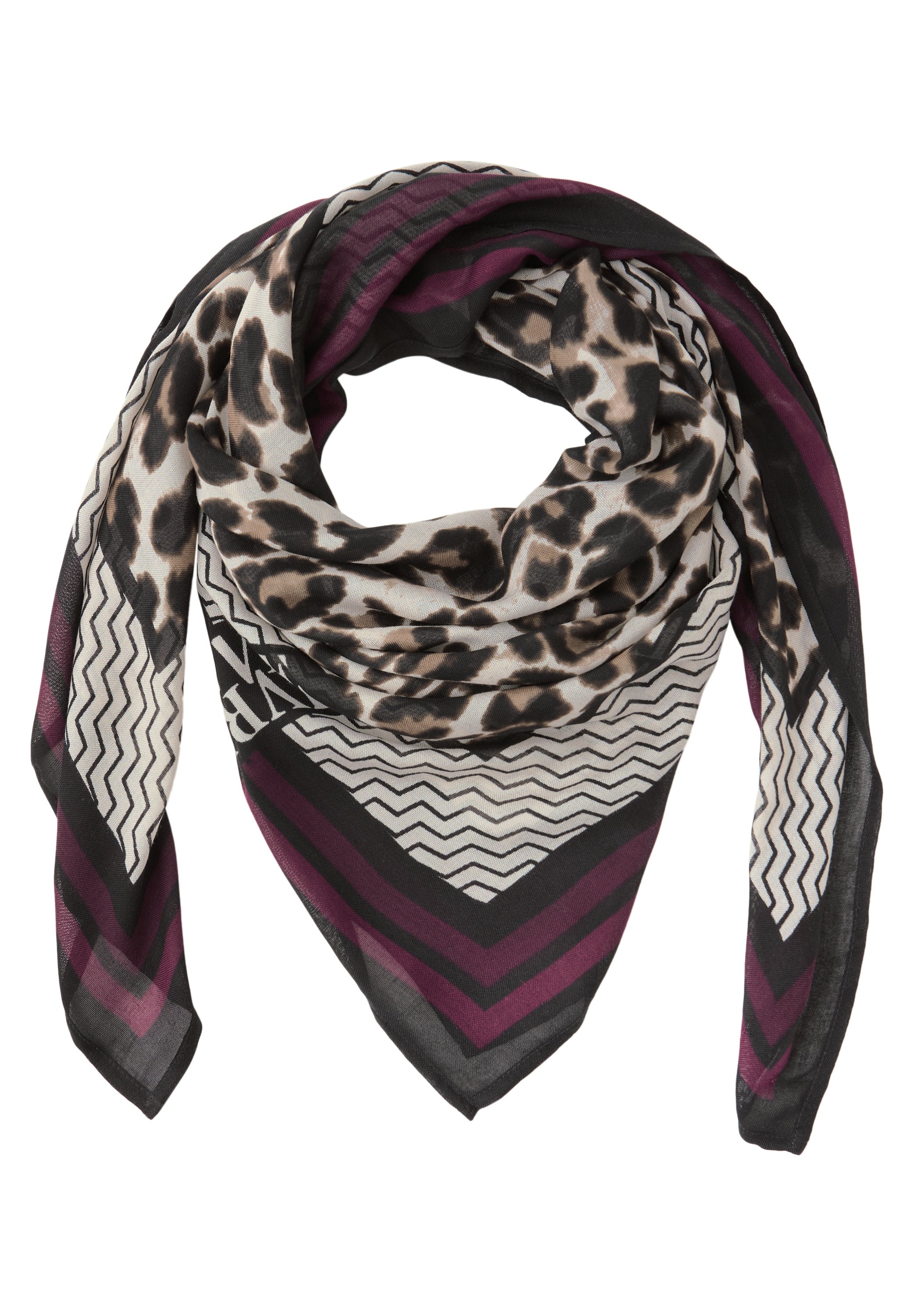 Street One Damen Quadratisches Tuch Leo-Muster Modal-Qualität