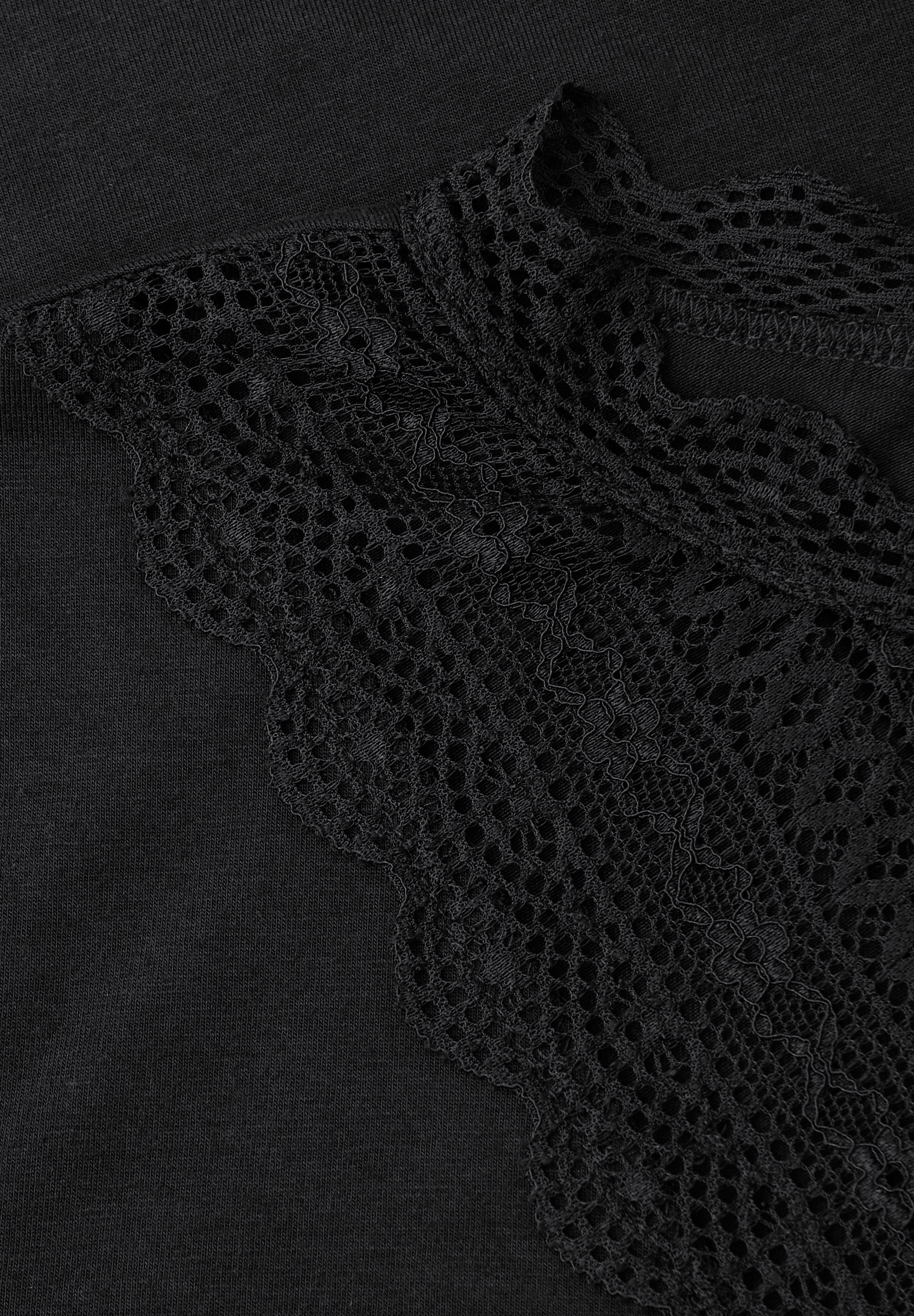 Street One Damen Langarmshirt Spitze Modalmix Stretch