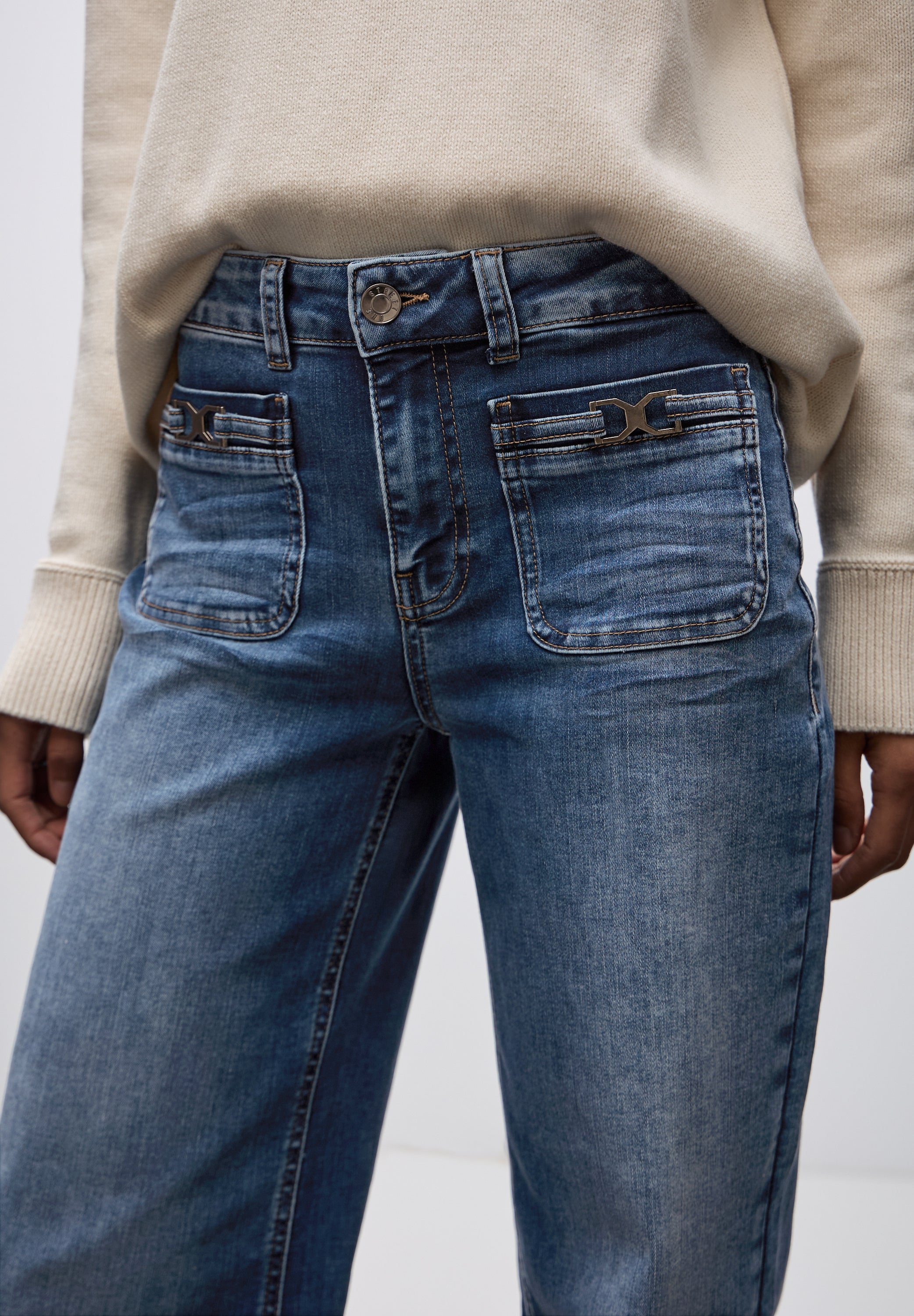 Street One Damen Wide Leg Jeans High Waist Aufgesetzte Taschen