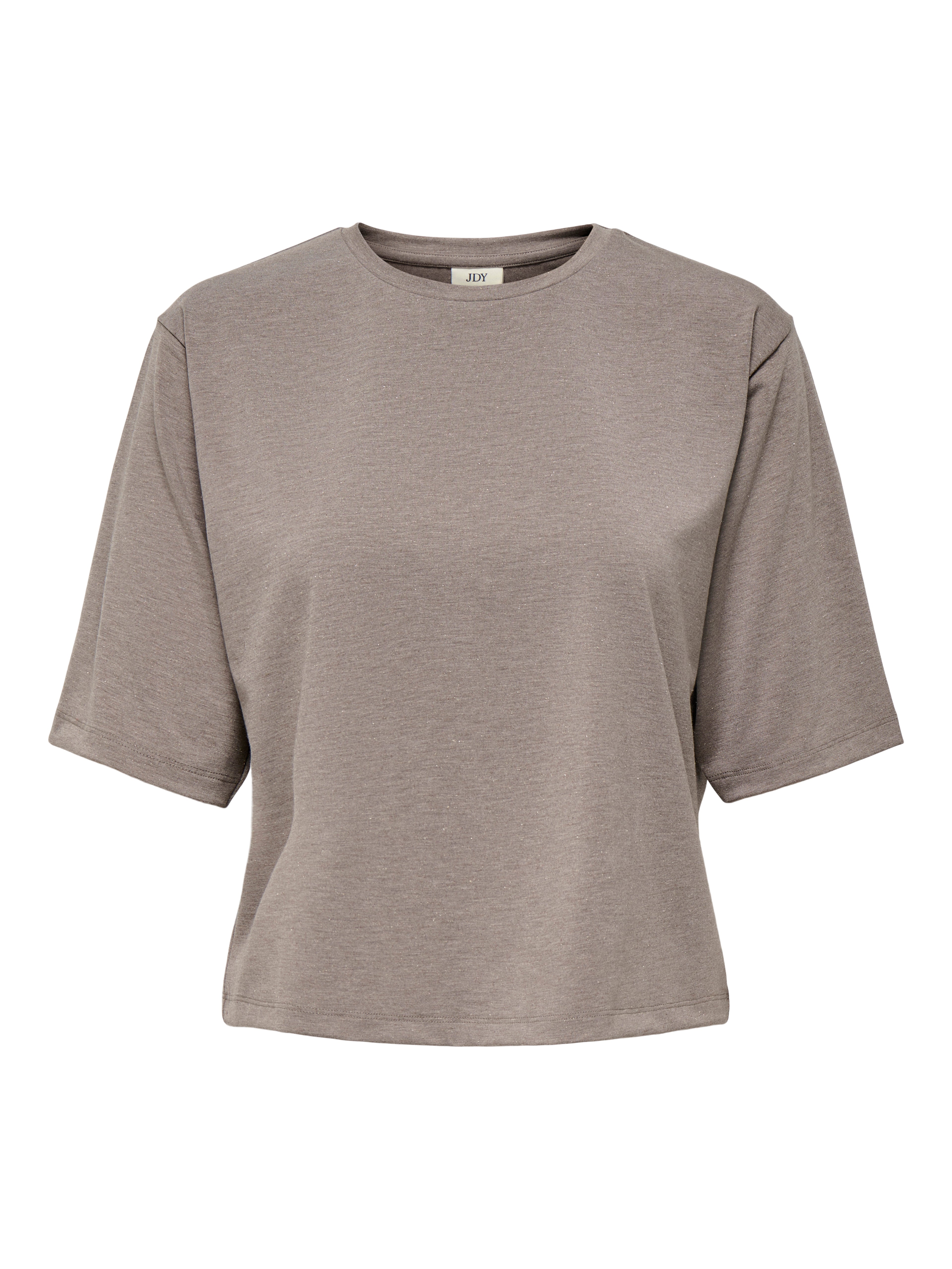 JDY Damen Top Rundhals Kurzarm Glitzer-Effekt Jersey