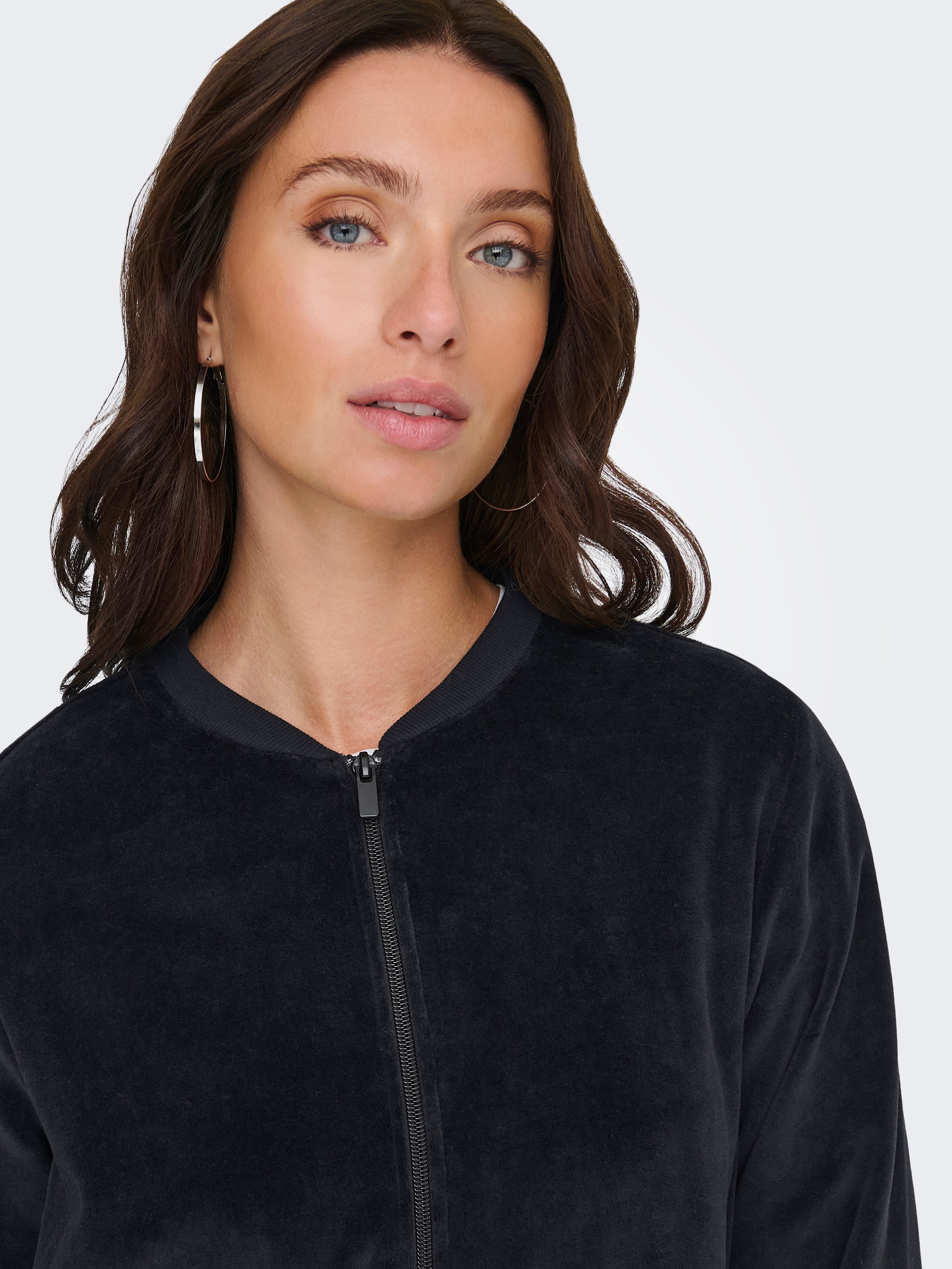 JDY Damen Top Langarm Rundhals mit Reißverschluss