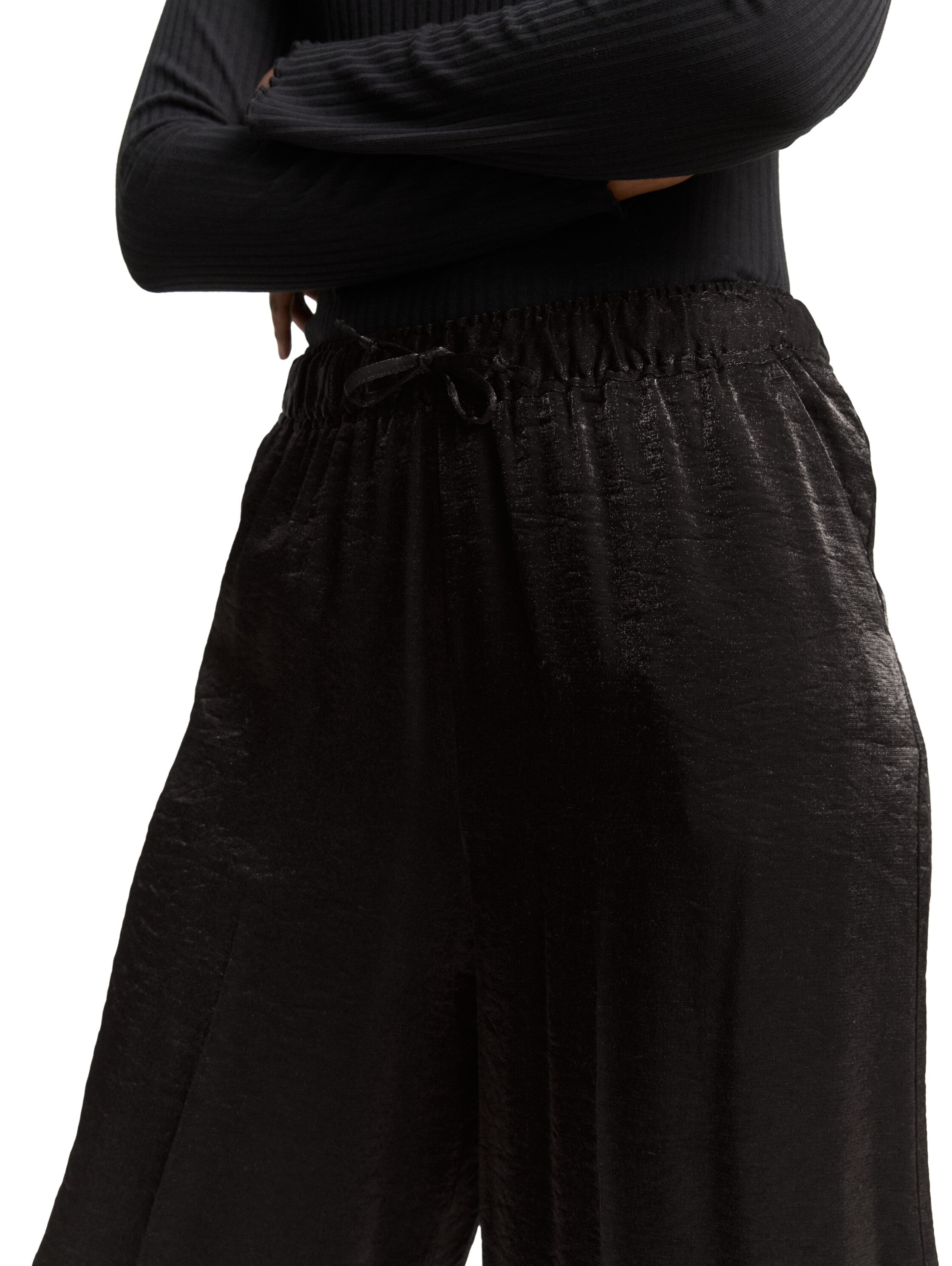 Tom Tailor Denim Male Damen Stoffhose Glitzernd Satin Kordelzug