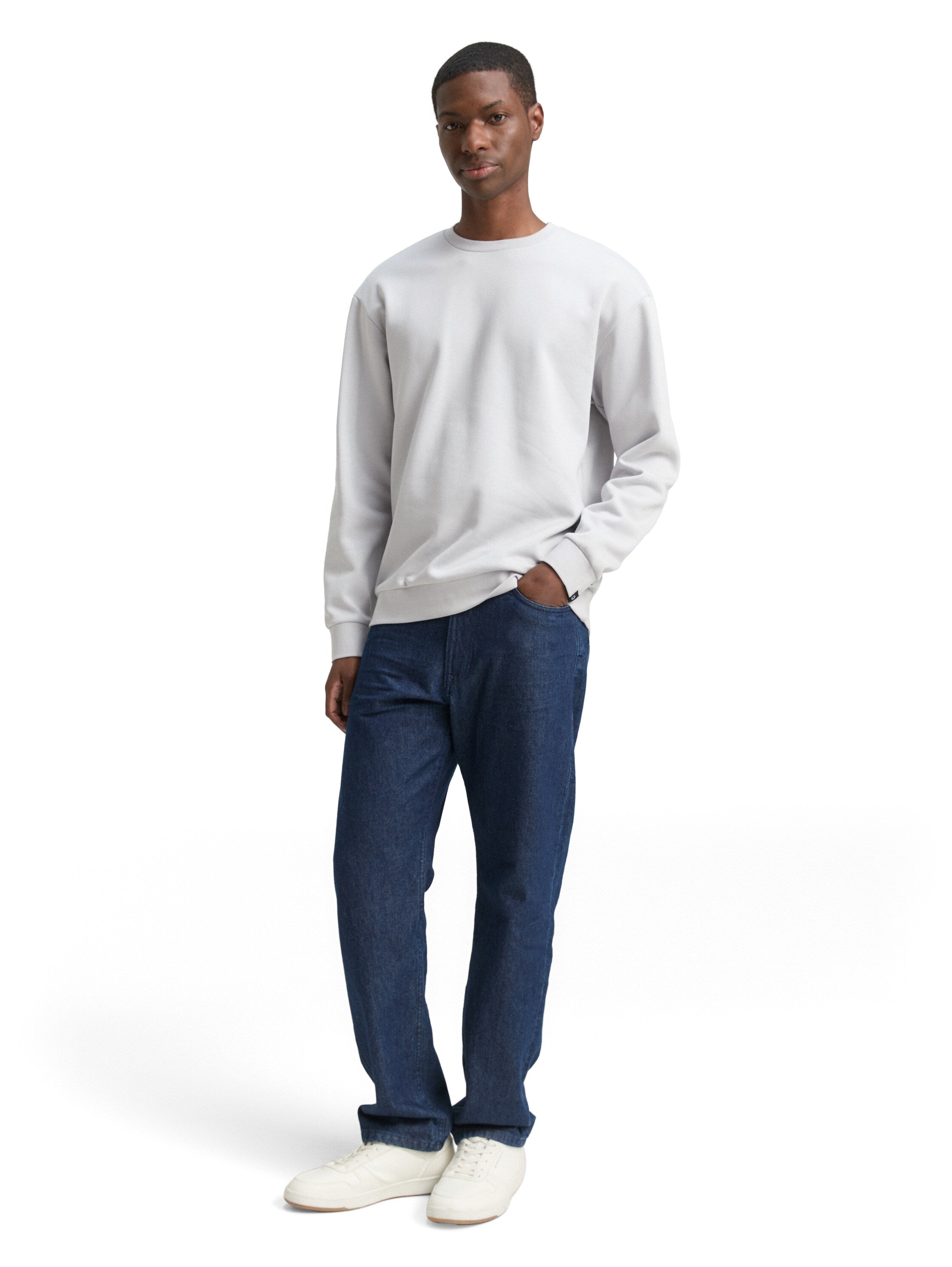 Tom Tailor Denim Male Crewneck Sweatshirt Logo-Badge Baumwolle Polyester