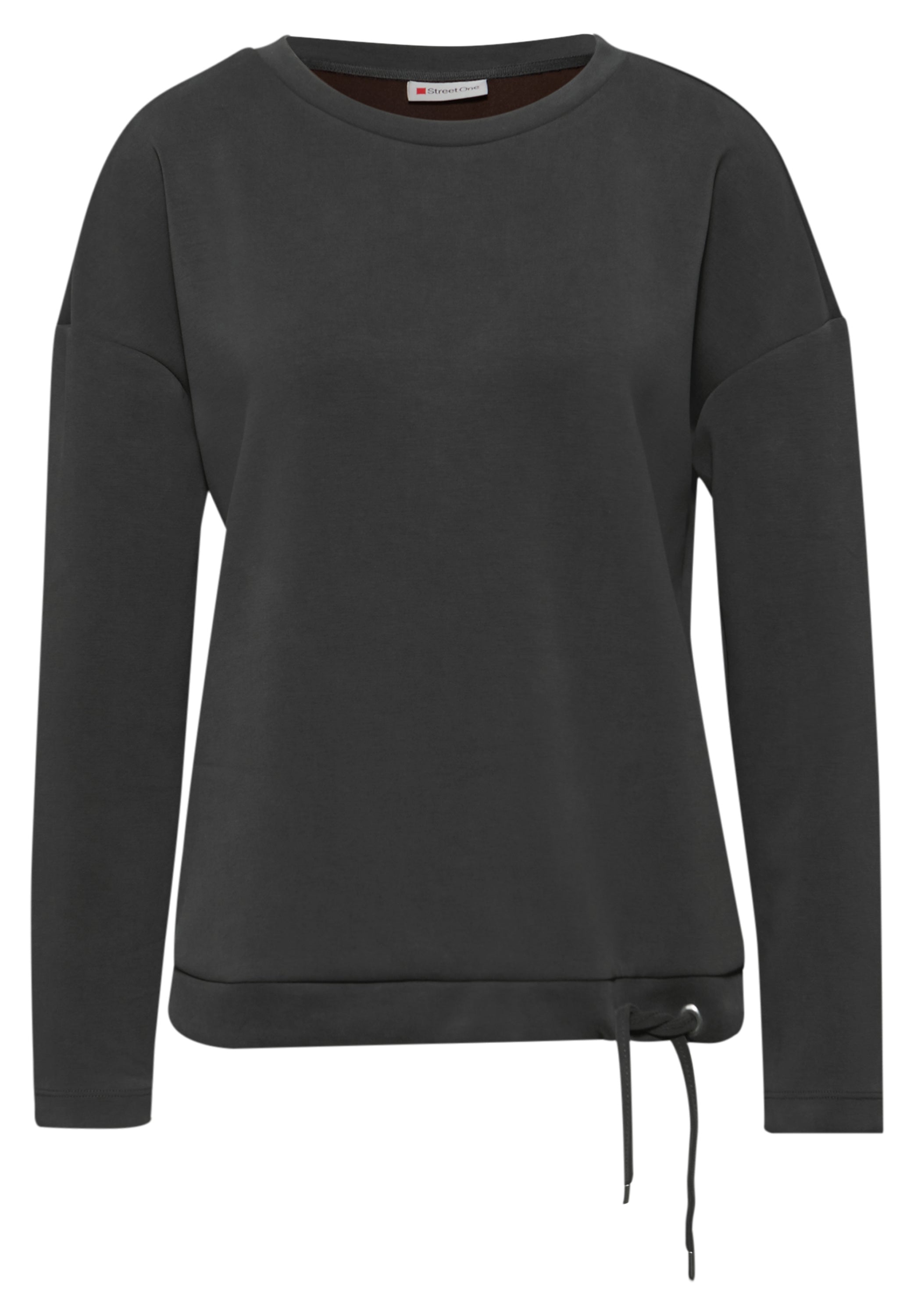 Street One Damen Langarmshirt Silk-Look Scuba Tunnelzug