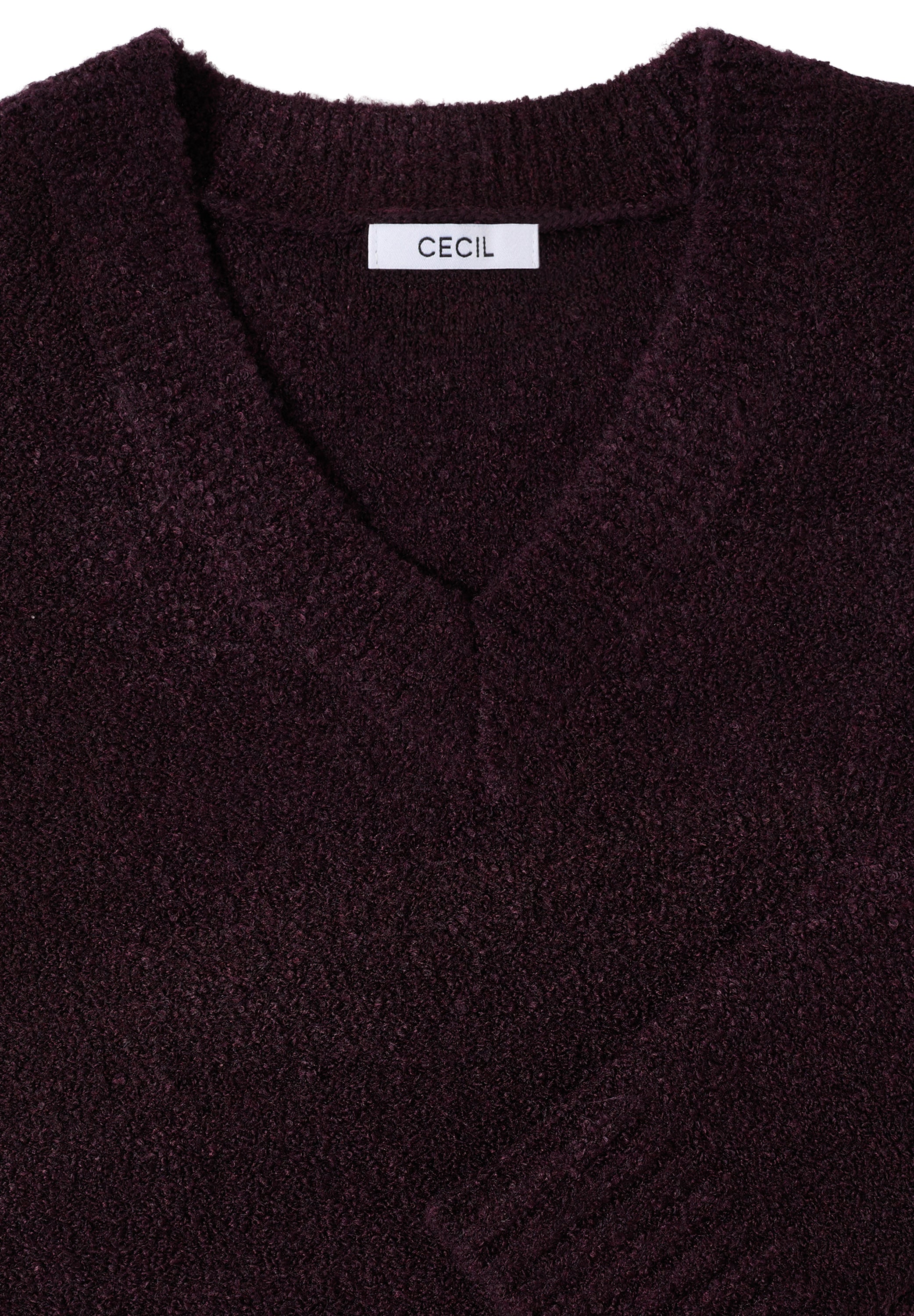 CECIL Damen Pullover Bouclé V-Ausschnitt Langarm