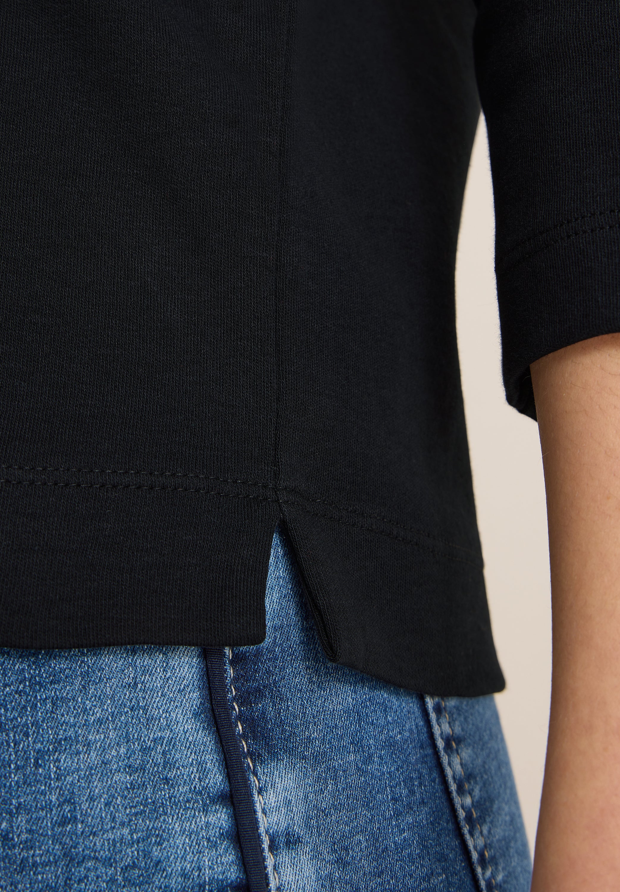 CECIL Damen Shirt U-Boot-Ausschnitt Baumwolle Seitliche Schlitze