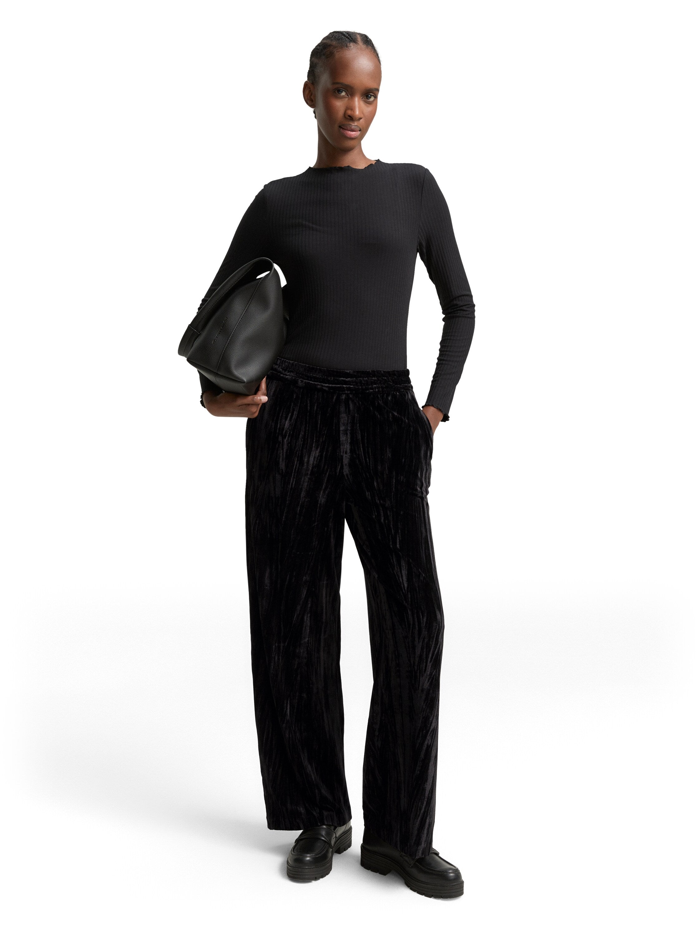 Tom Tailor Denim Female High Waist Samt Hose Elastischer Bund Eingriffstaschen