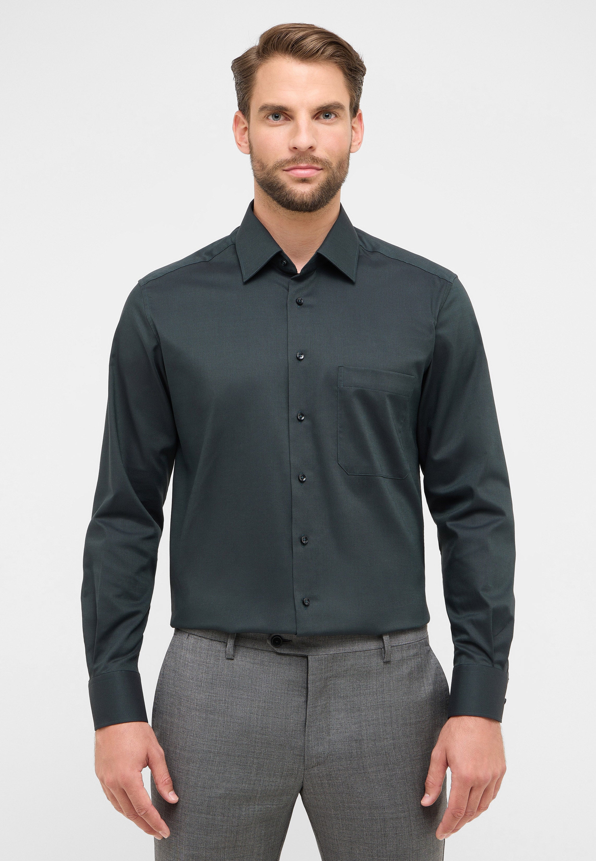 Trendiges Langarmhemd Herren Comfort Fit Bügelfrei