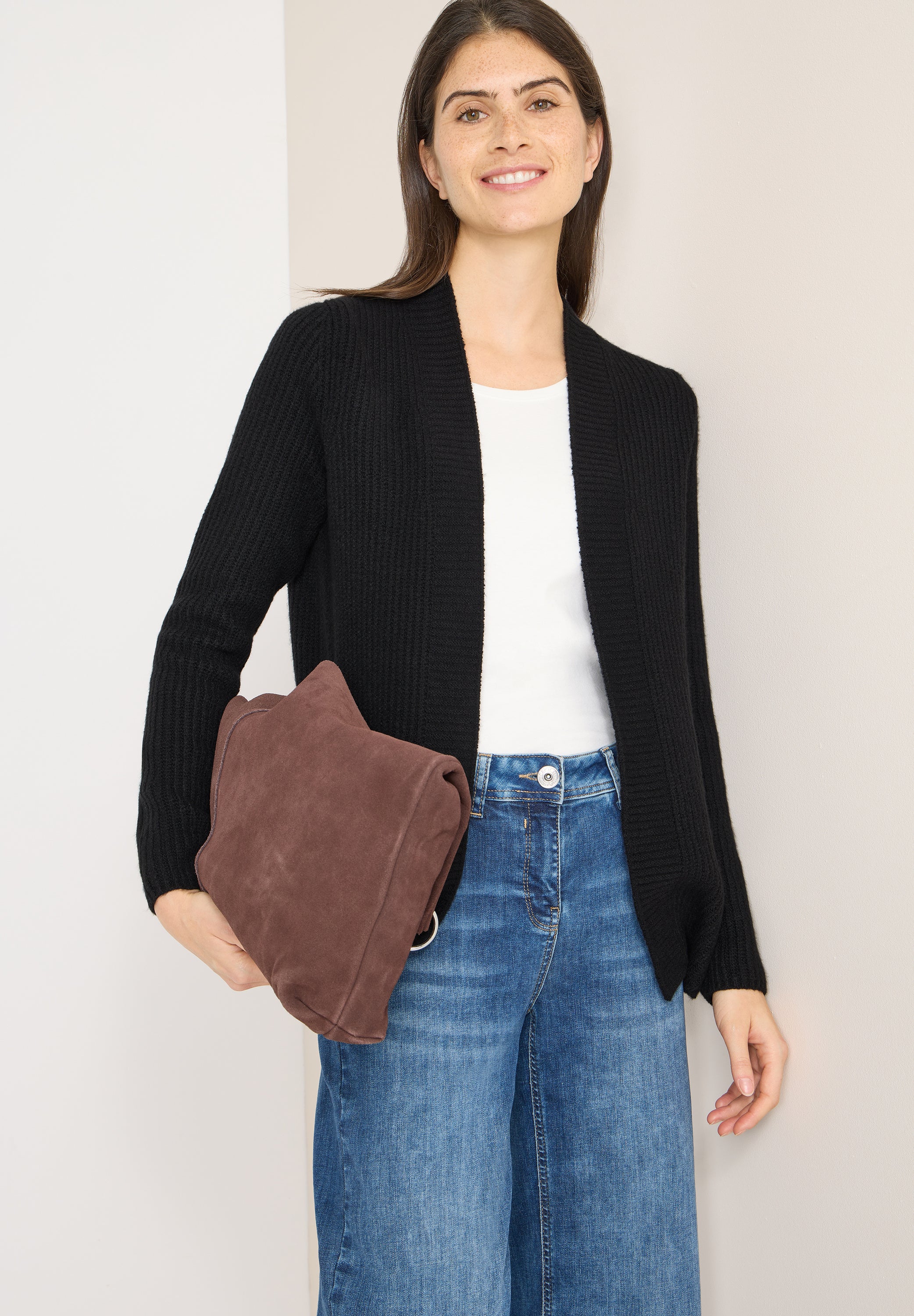 CECIL Damen Cardigan Offen Getragen Langarm Baumwollmix