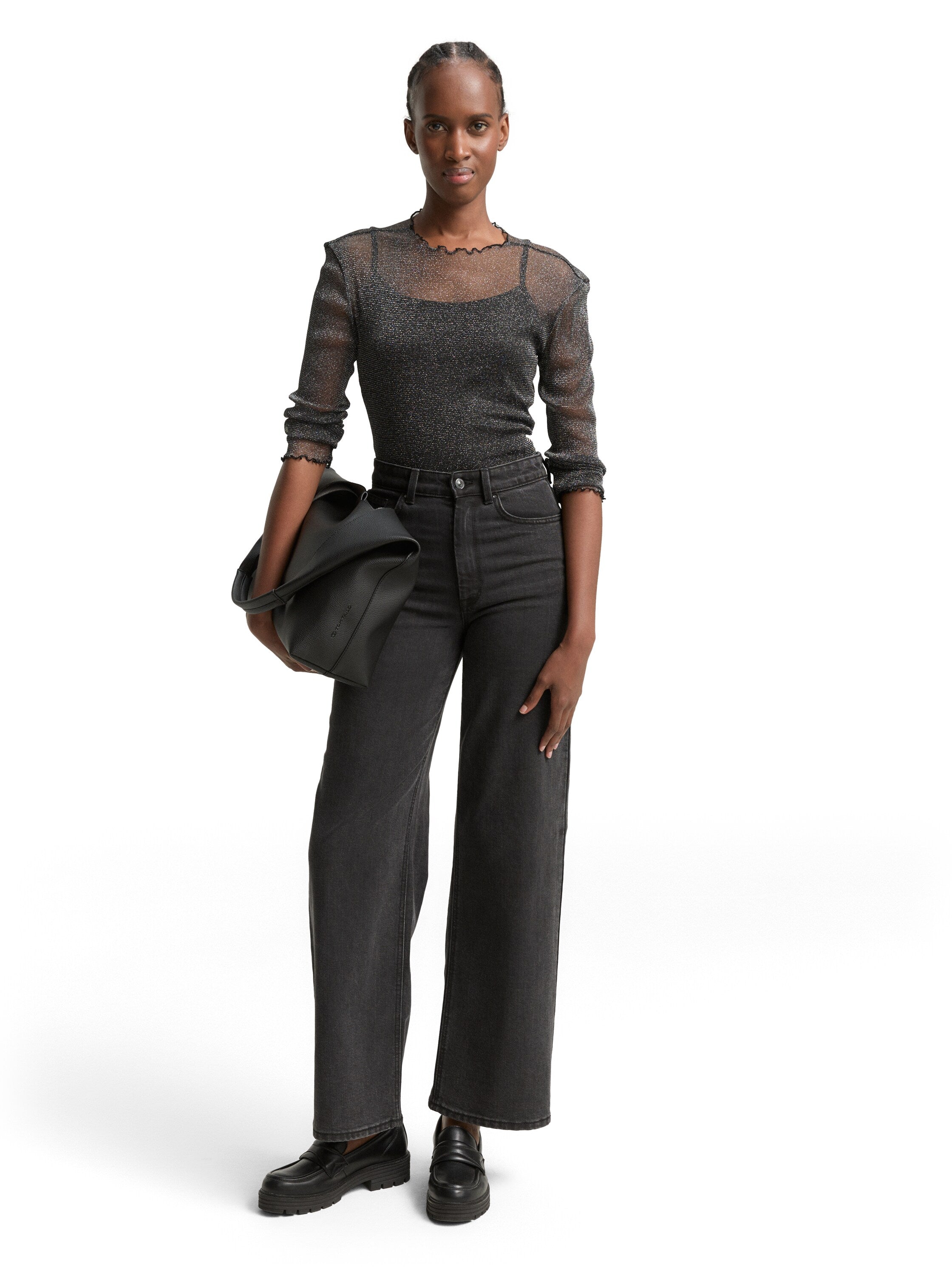 Tom Tailor Denim Male Slim Fit Longsleeve mit gewellten Saumkanten